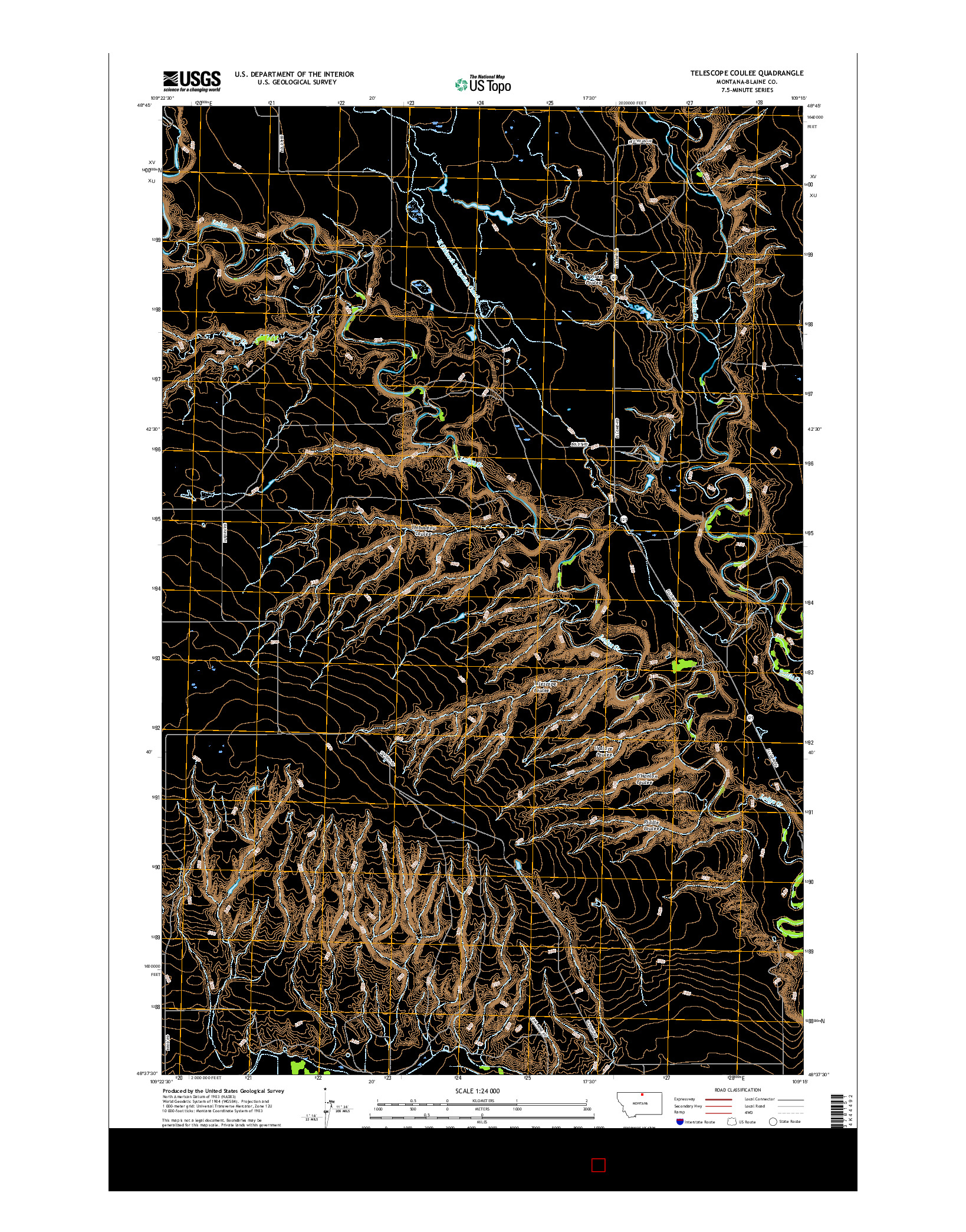 USGS US TOPO 7.5-MINUTE MAP FOR TELESCOPE COULEE, MT 2017