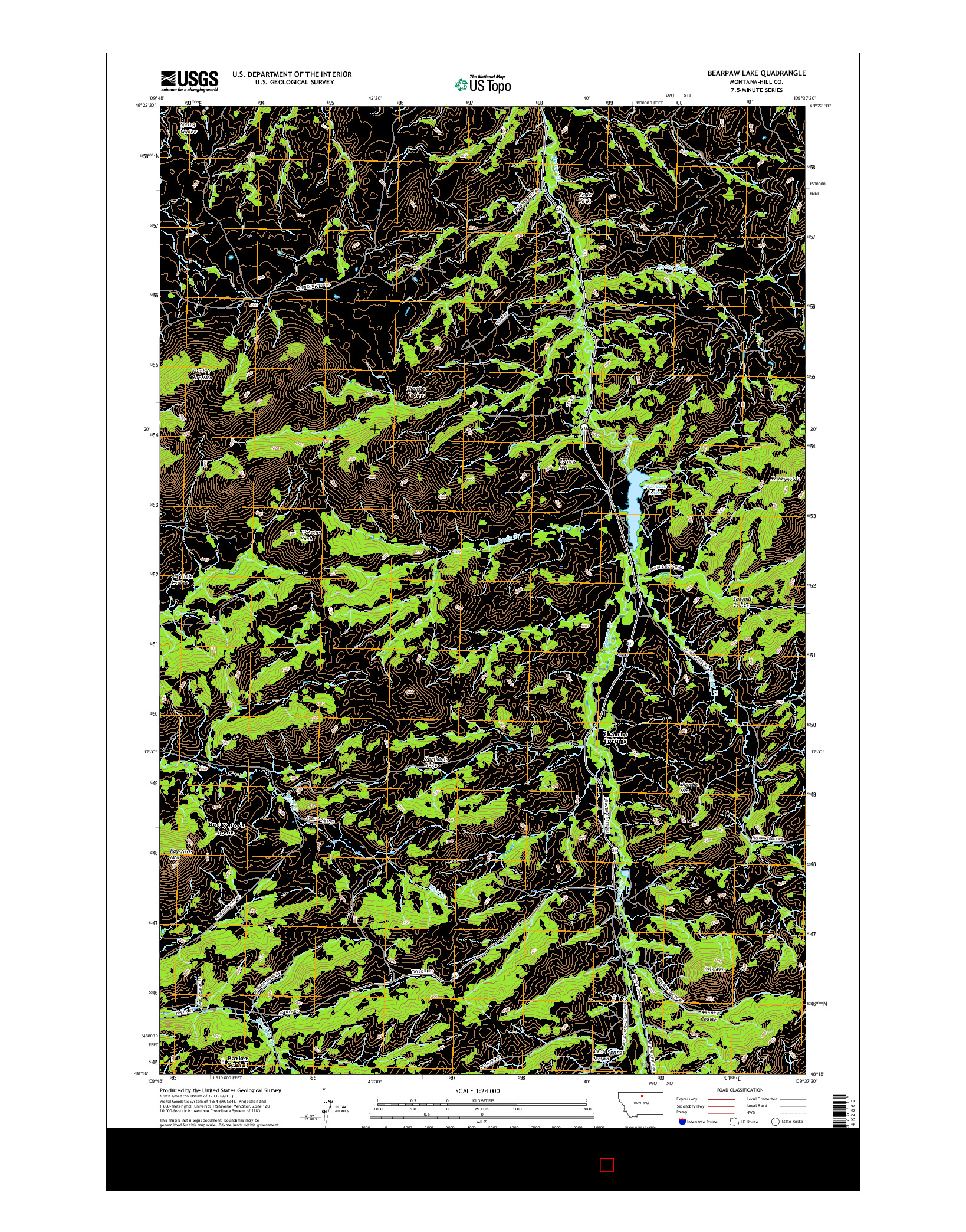 USGS US TOPO 7.5-MINUTE MAP FOR BEARPAW LAKE, MT 2017