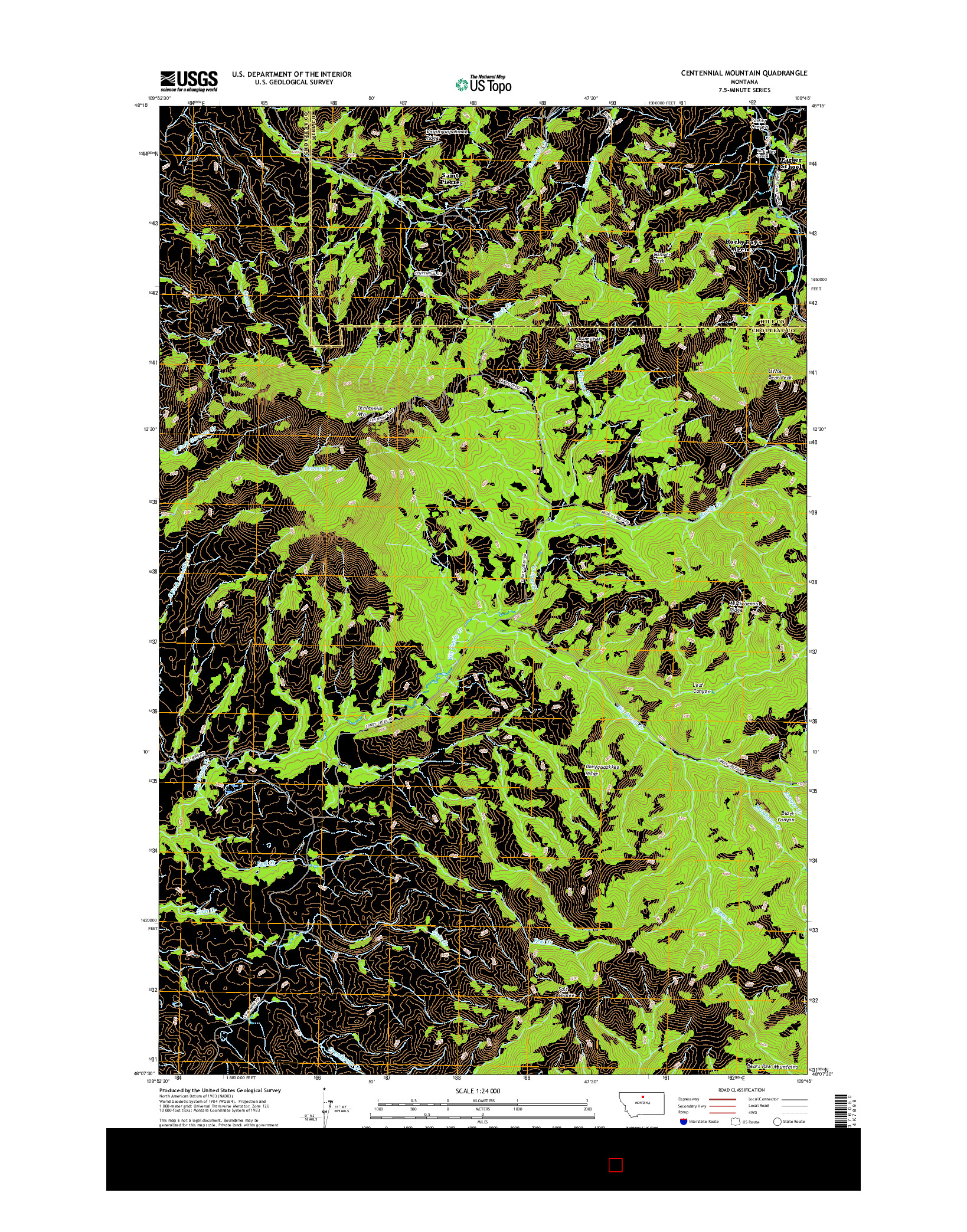 USGS US TOPO 7.5-MINUTE MAP FOR CENTENNIAL MOUNTAIN, MT 2017