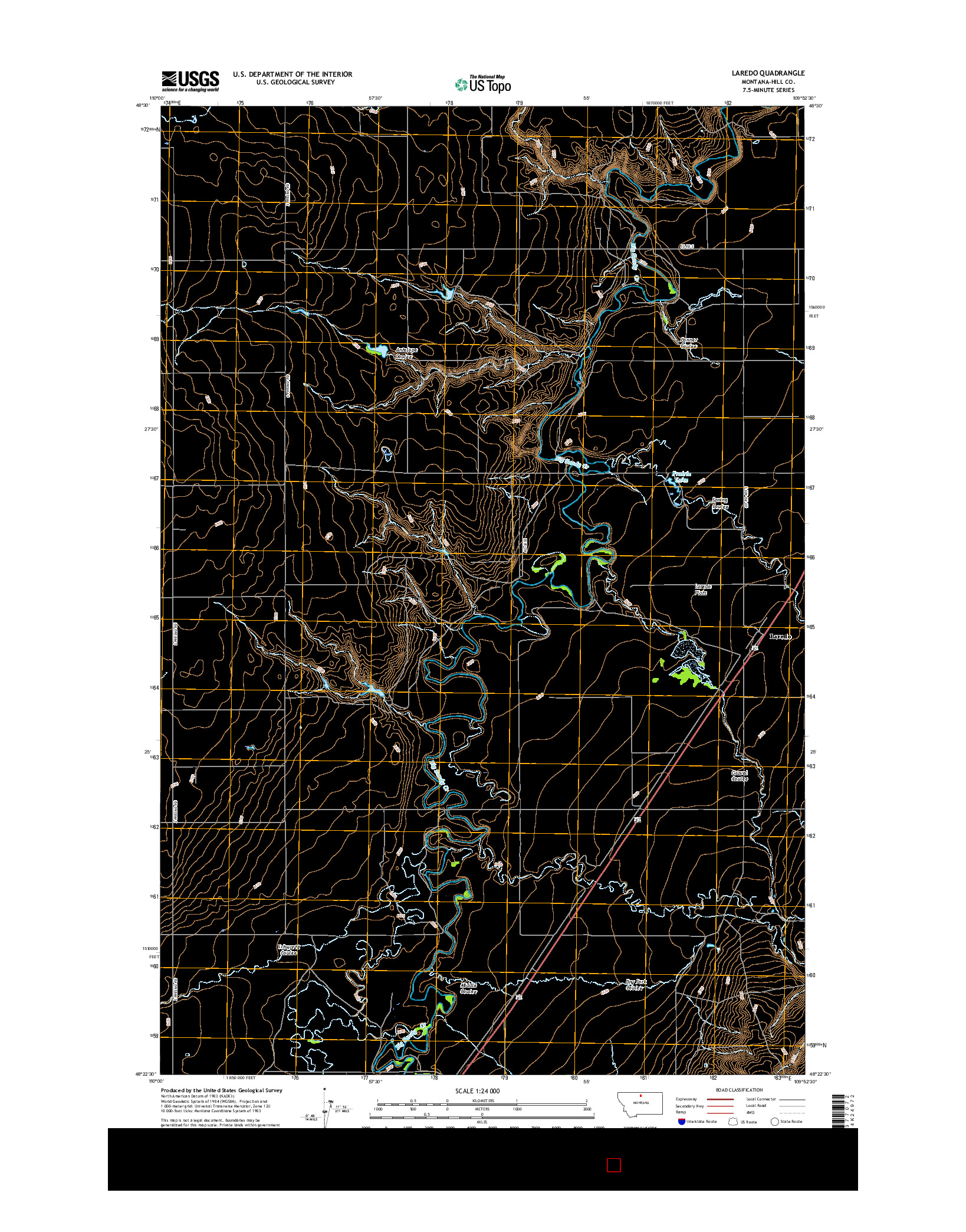 USGS US TOPO 7.5-MINUTE MAP FOR LAREDO, MT 2017
