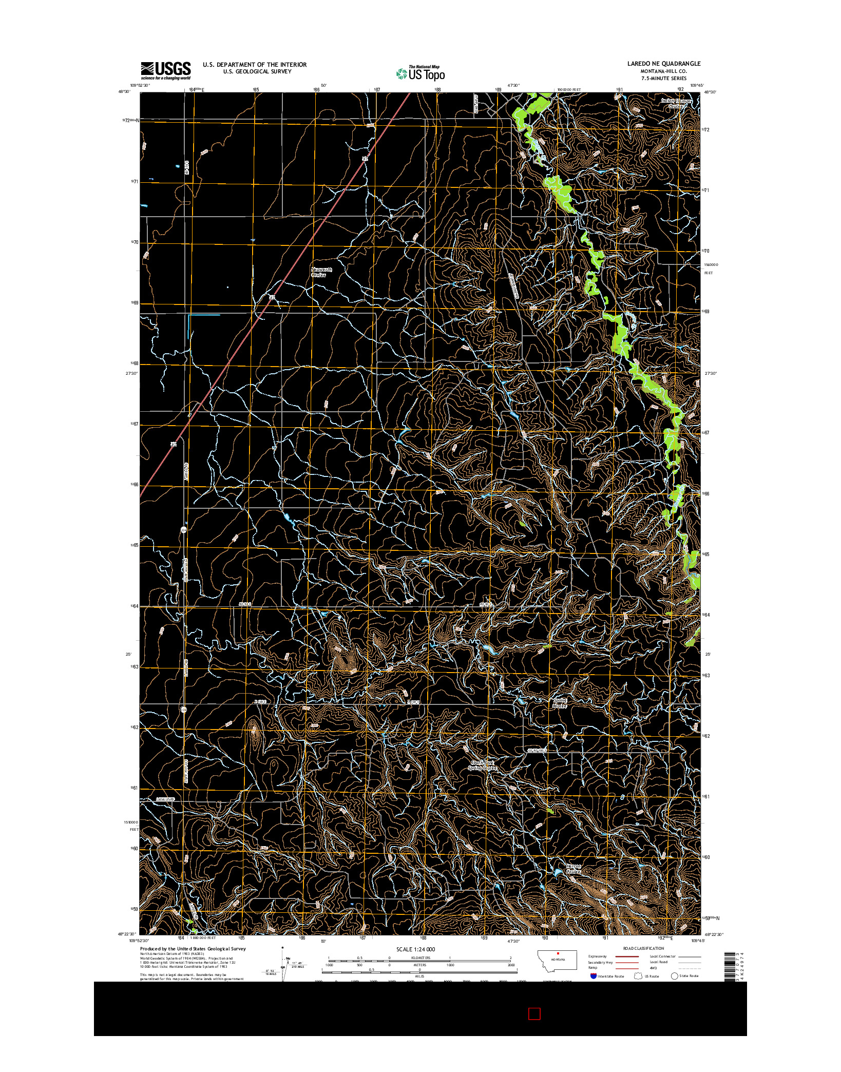 USGS US TOPO 7.5-MINUTE MAP FOR LAREDO NE, MT 2017