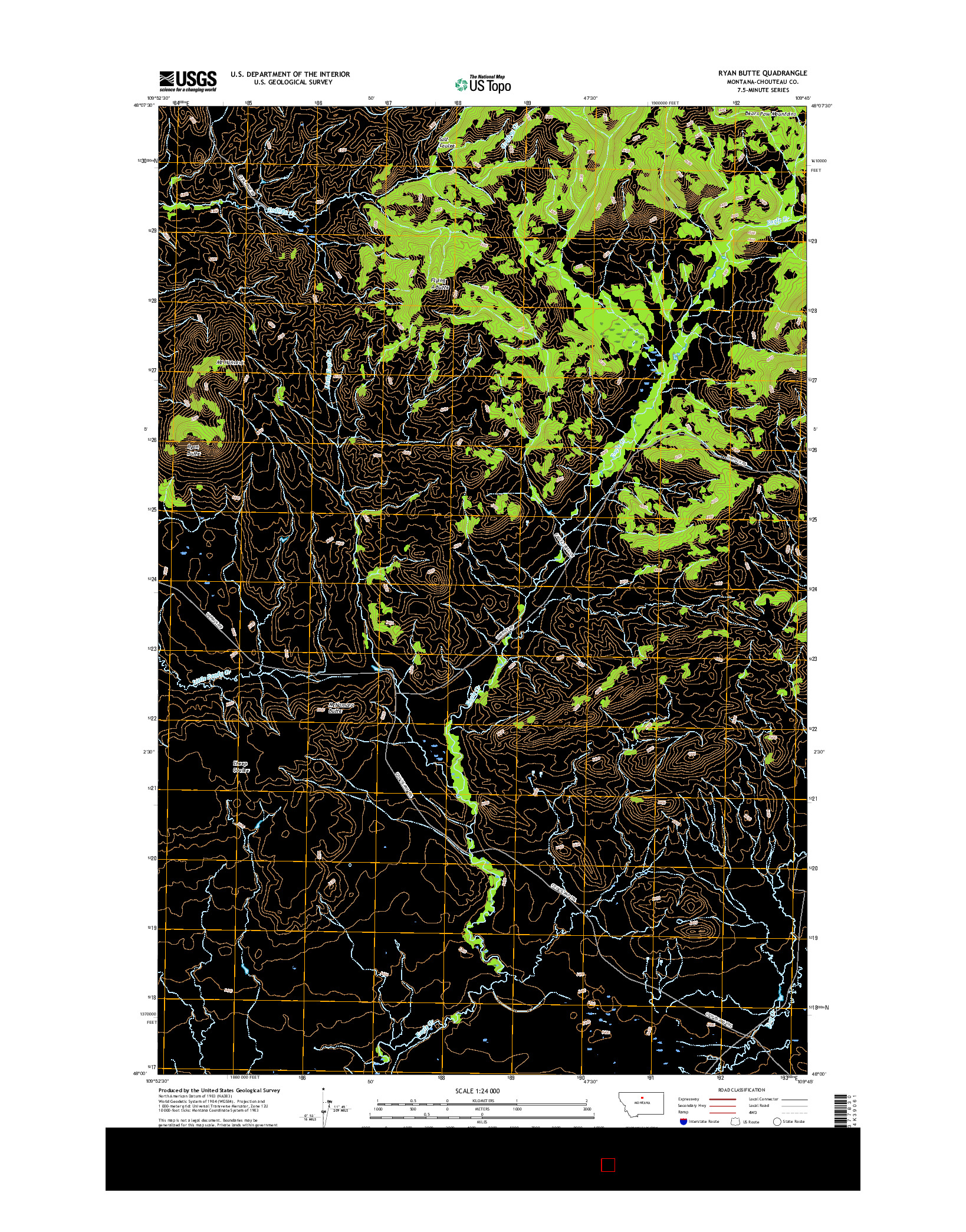 USGS US TOPO 7.5-MINUTE MAP FOR RYAN BUTTE, MT 2017