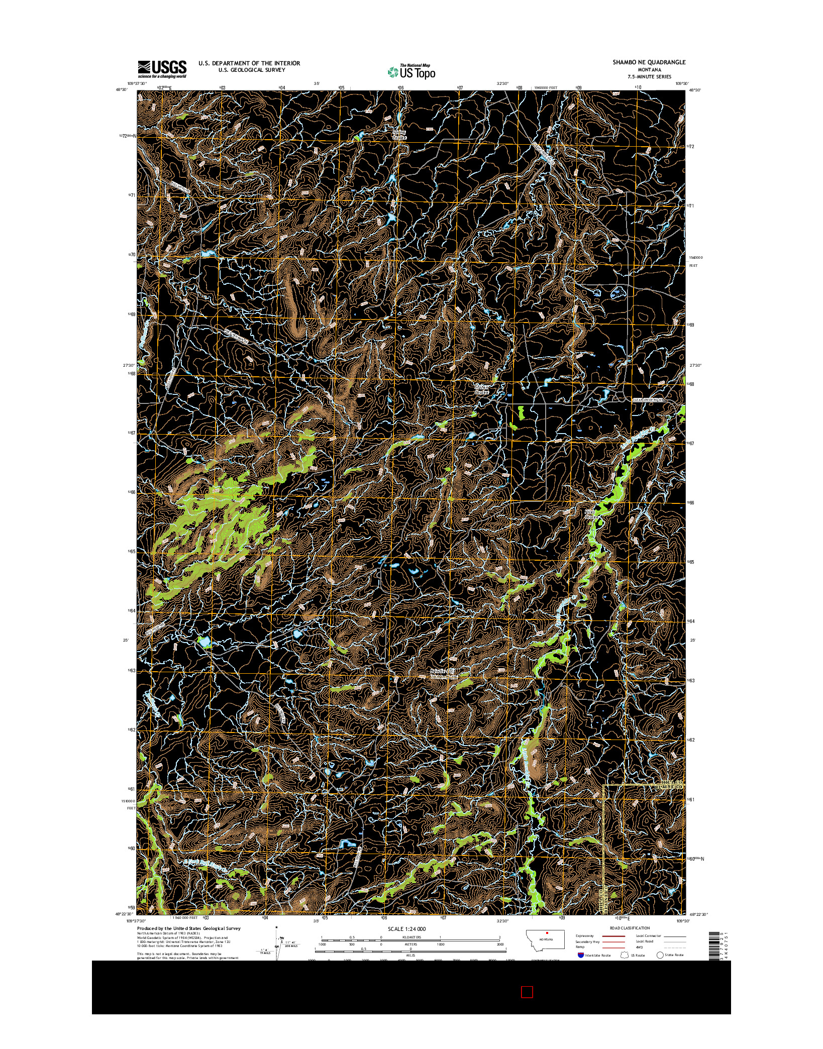 USGS US TOPO 7.5-MINUTE MAP FOR SHAMBO NE, MT 2017