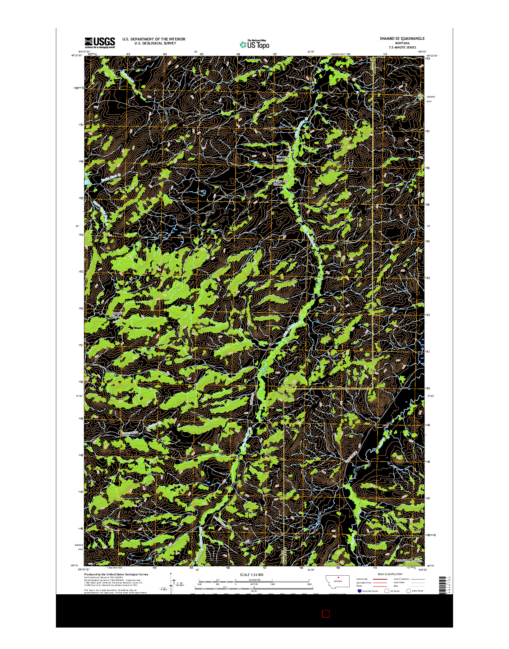 USGS US TOPO 7.5-MINUTE MAP FOR SHAMBO SE, MT 2017