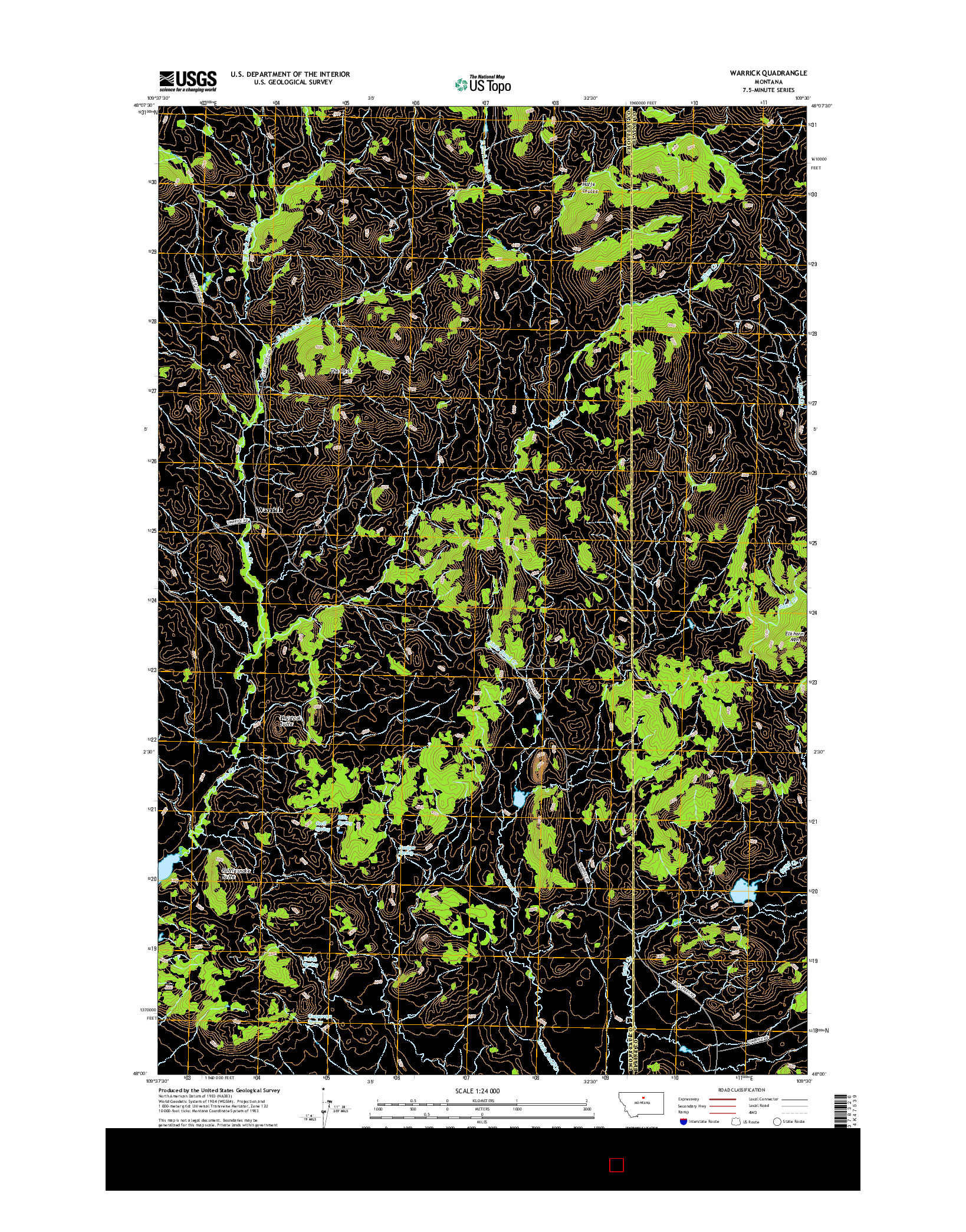 USGS US TOPO 7.5-MINUTE MAP FOR WARRICK, MT 2017