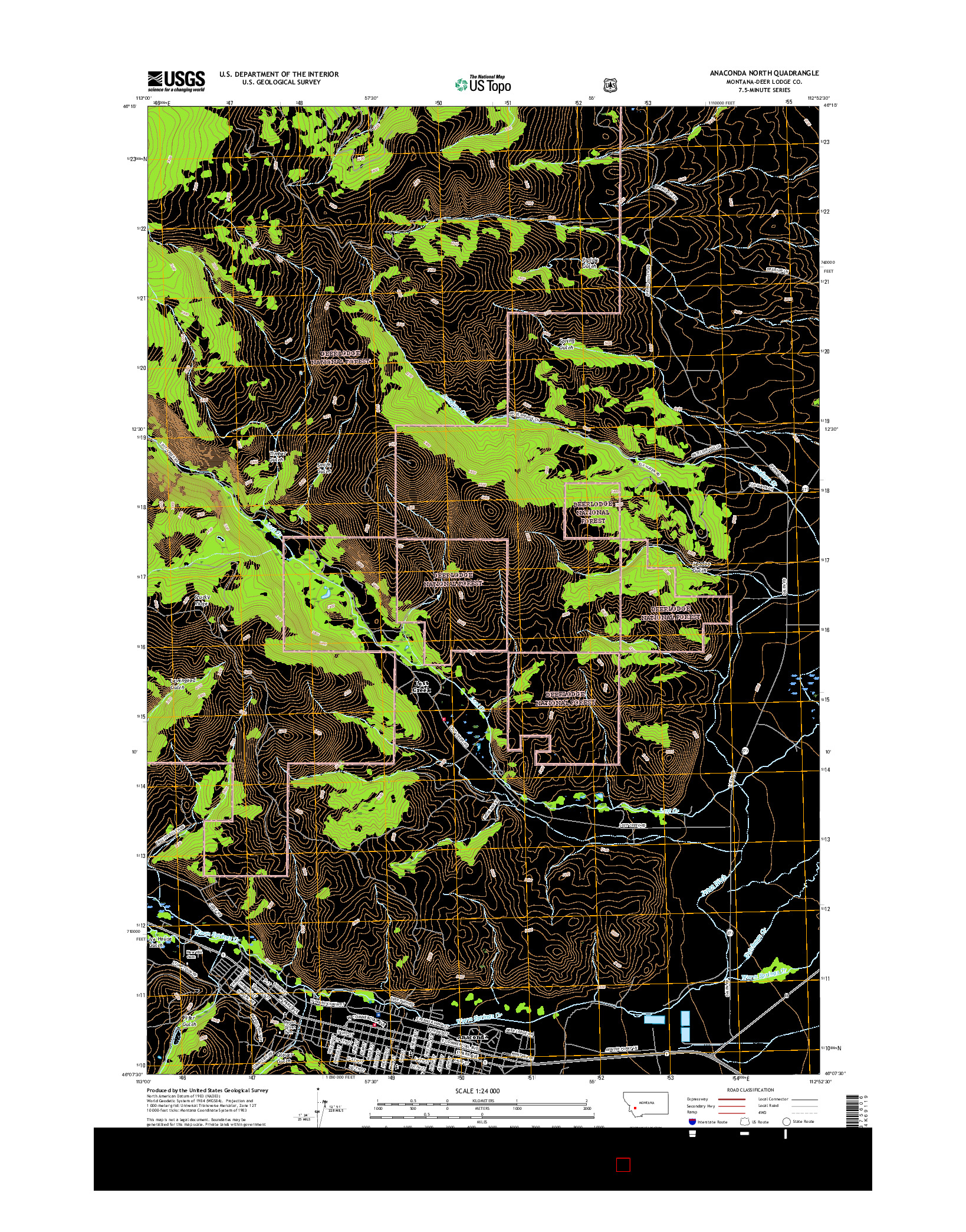 USGS US TOPO 7.5-MINUTE MAP FOR ANACONDA NORTH, MT 2017