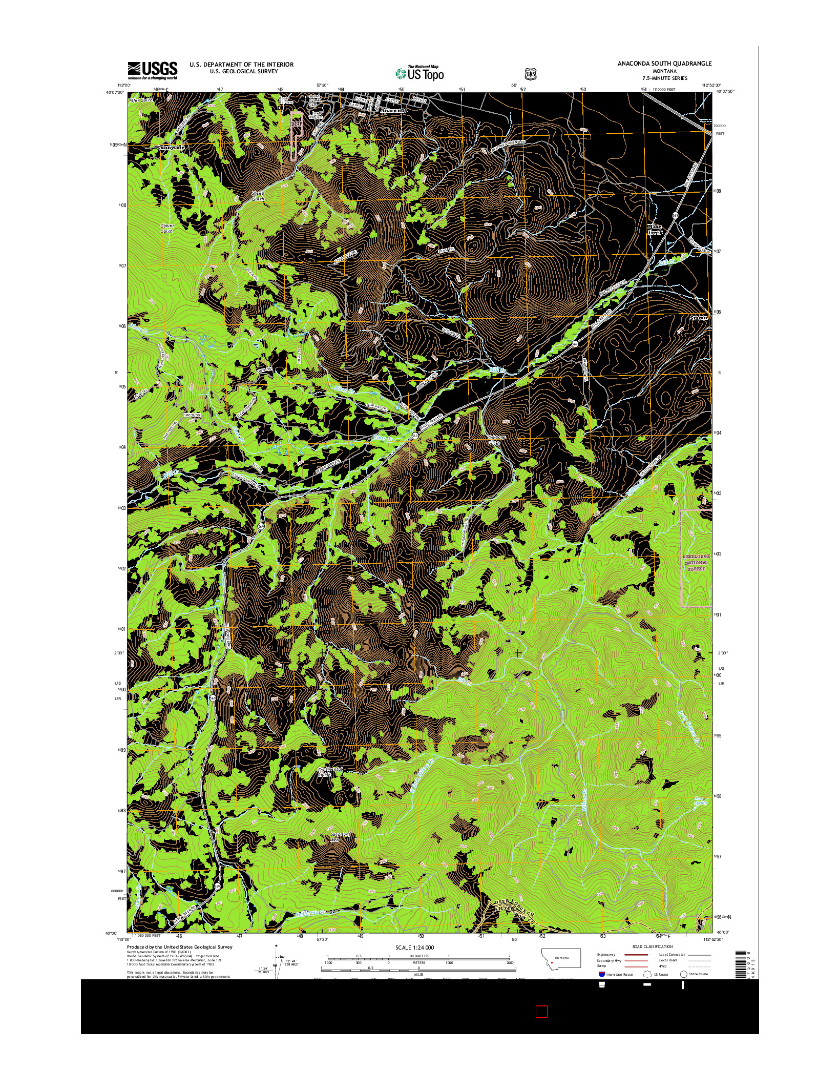 USGS US TOPO 7.5-MINUTE MAP FOR ANACONDA SOUTH, MT 2017