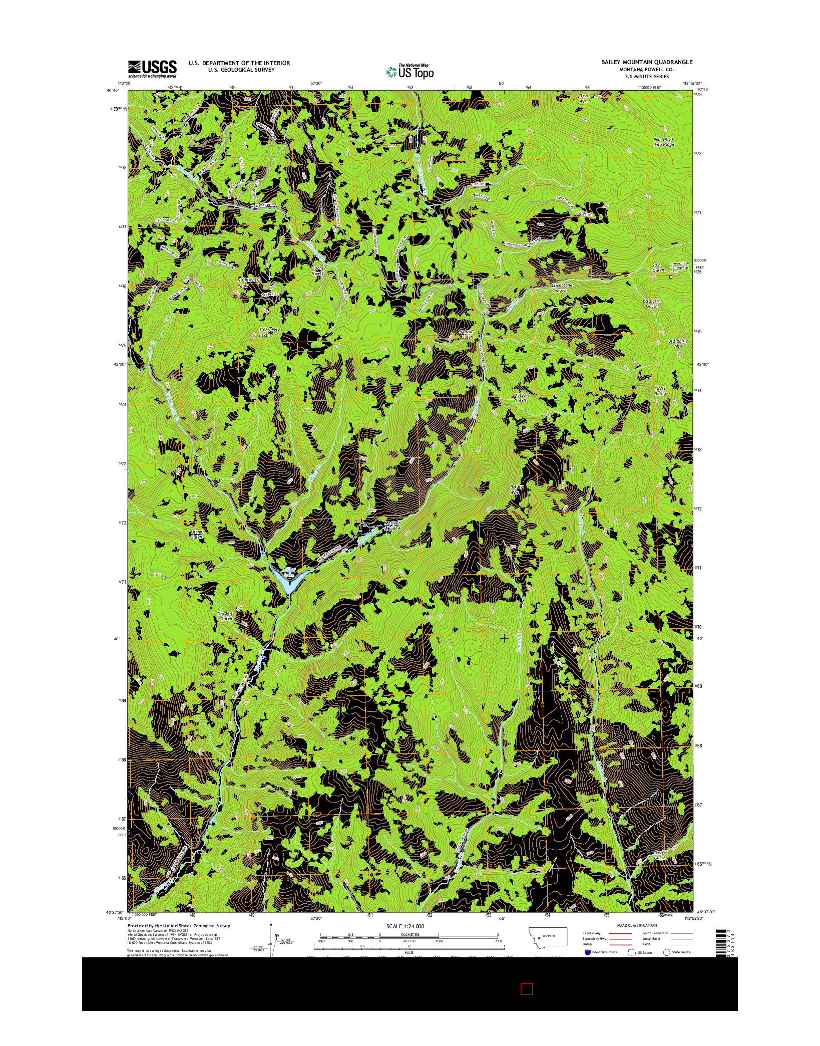 USGS US TOPO 7.5-MINUTE MAP FOR BAILEY MOUNTAIN, MT 2017