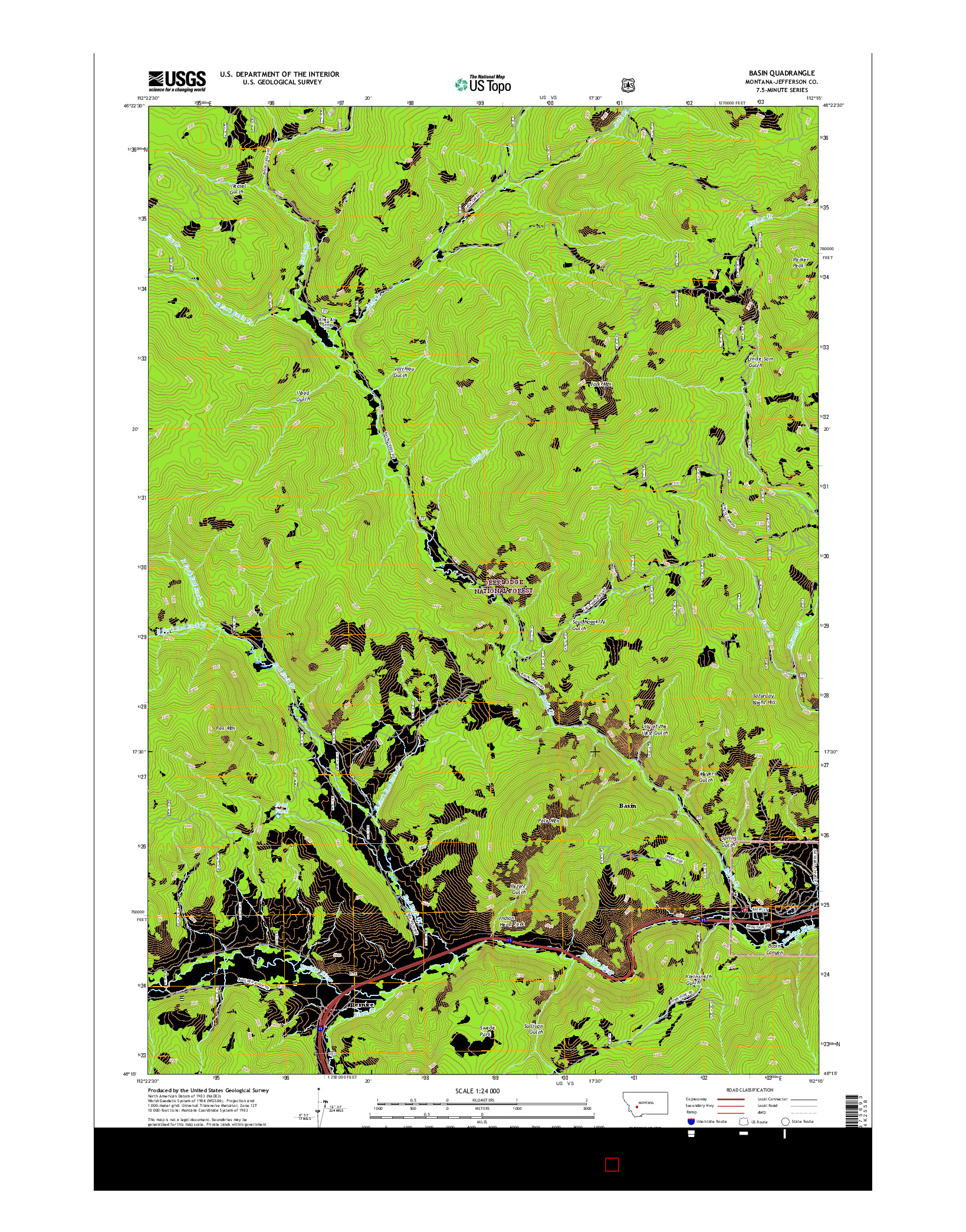 USGS US TOPO 7.5-MINUTE MAP FOR BASIN, MT 2017