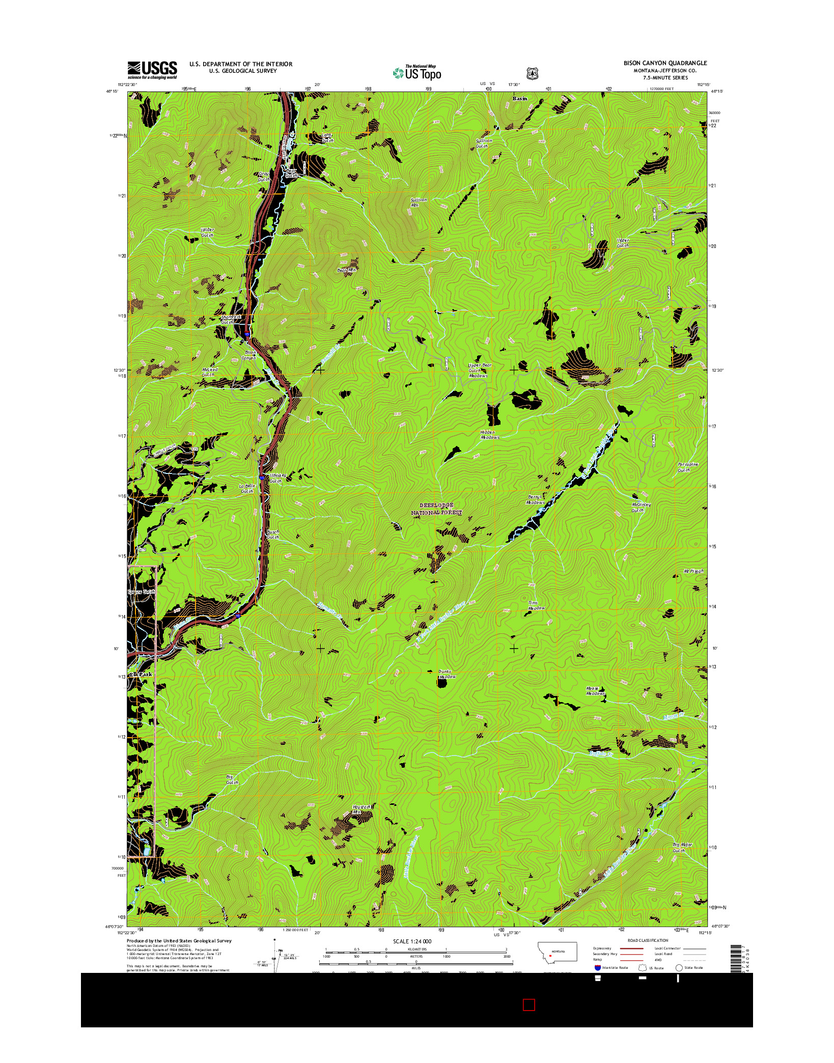 USGS US TOPO 7.5-MINUTE MAP FOR BISON CANYON, MT 2017