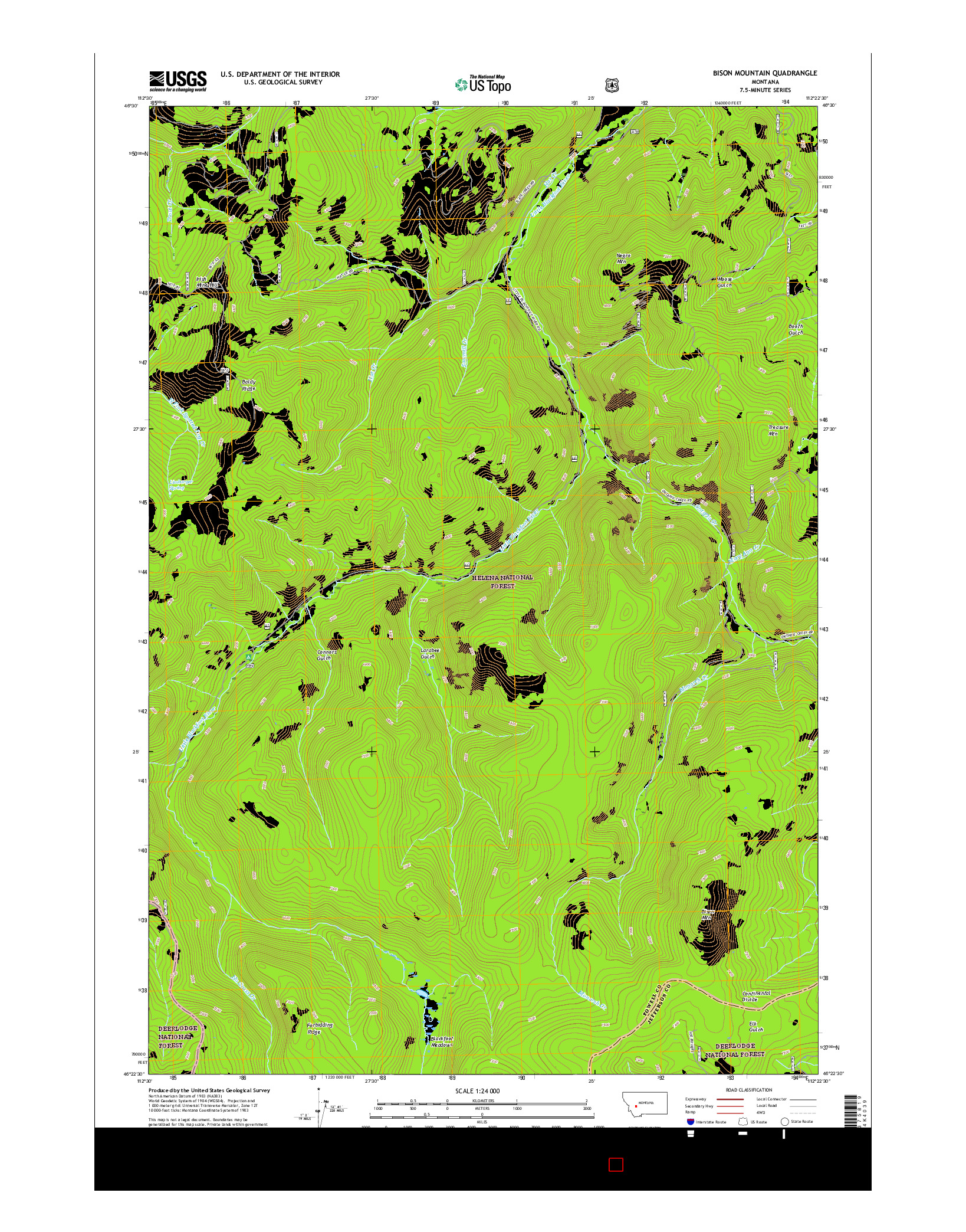 USGS US TOPO 7.5-MINUTE MAP FOR BISON MOUNTAIN, MT 2017