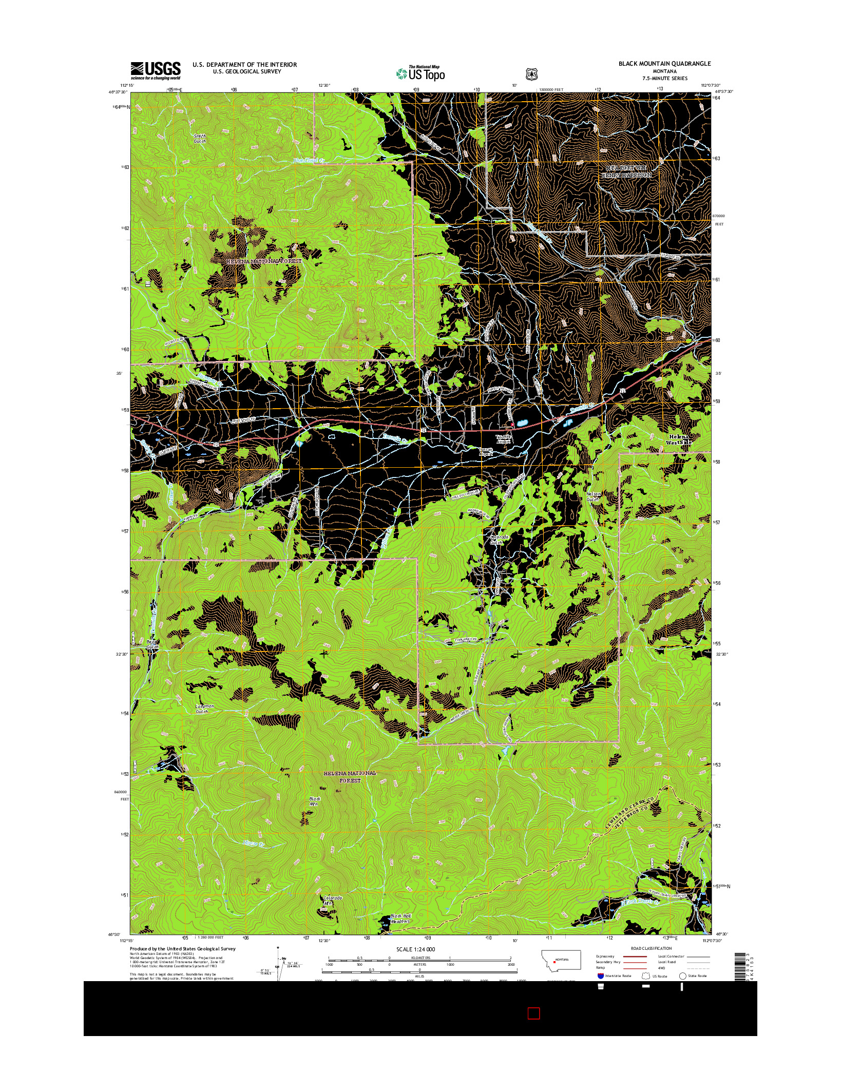 USGS US TOPO 7.5-MINUTE MAP FOR BLACK MOUNTAIN, MT 2017