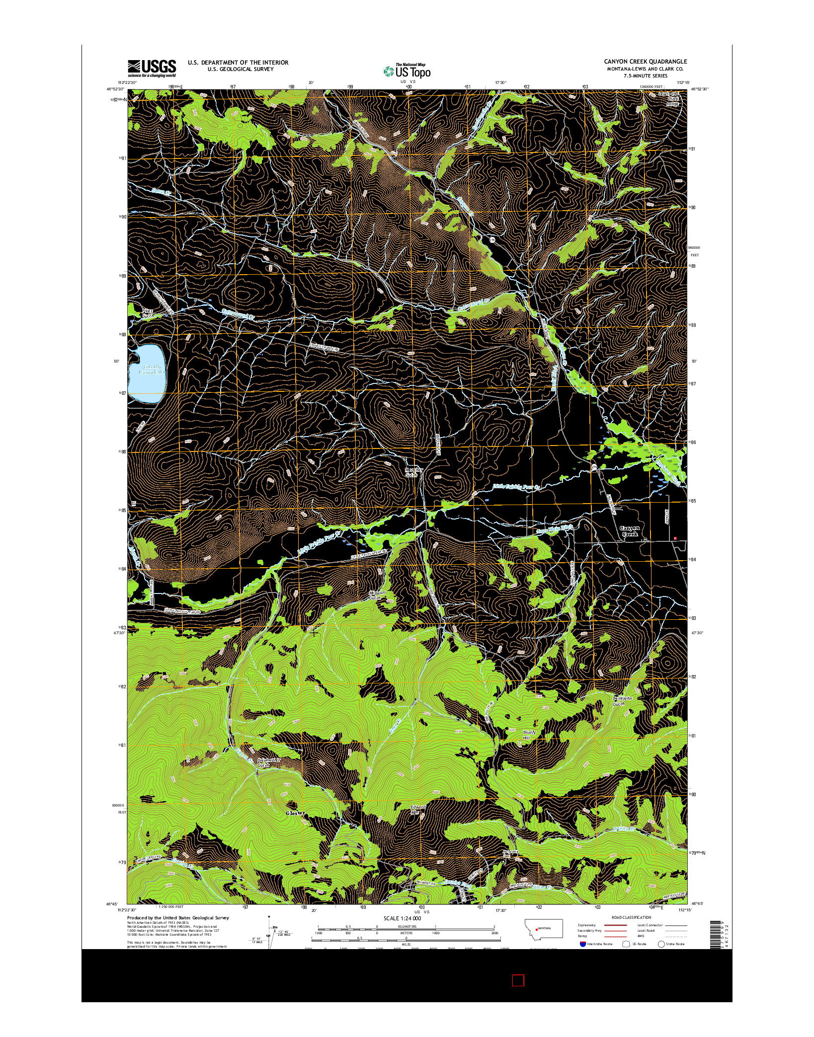 USGS US TOPO 7.5-MINUTE MAP FOR CANYON CREEK, MT 2017