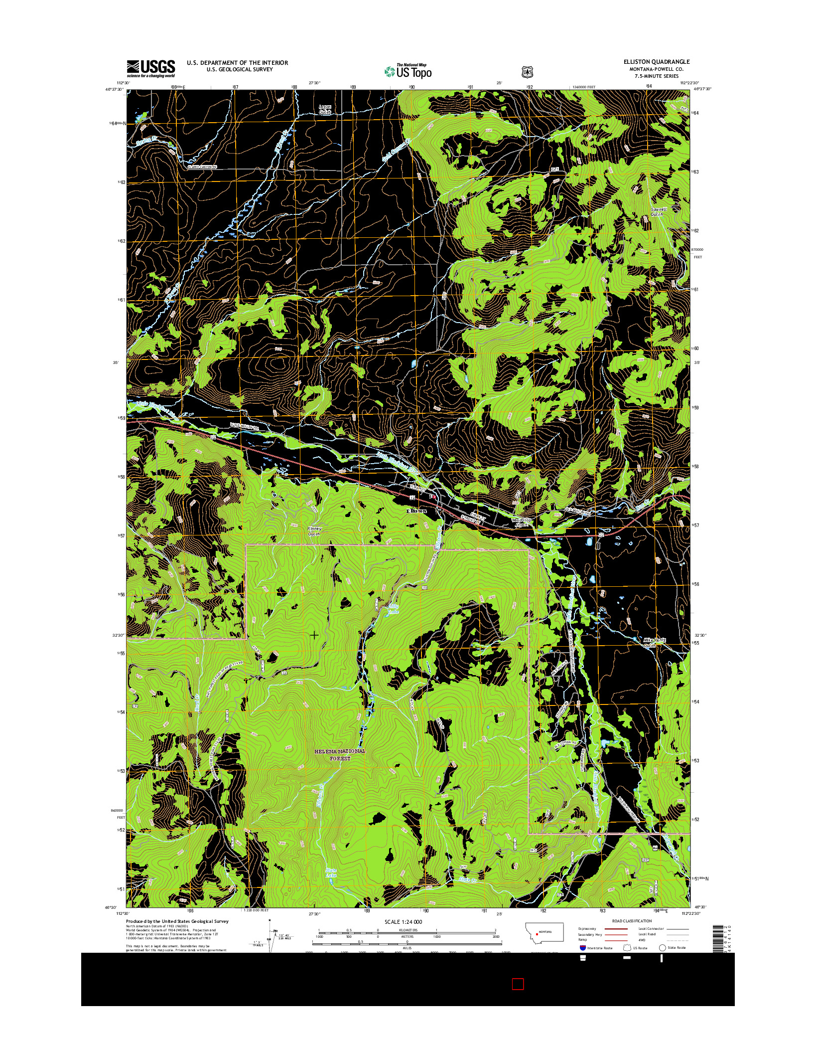 USGS US TOPO 7.5-MINUTE MAP FOR ELLISTON, MT 2017