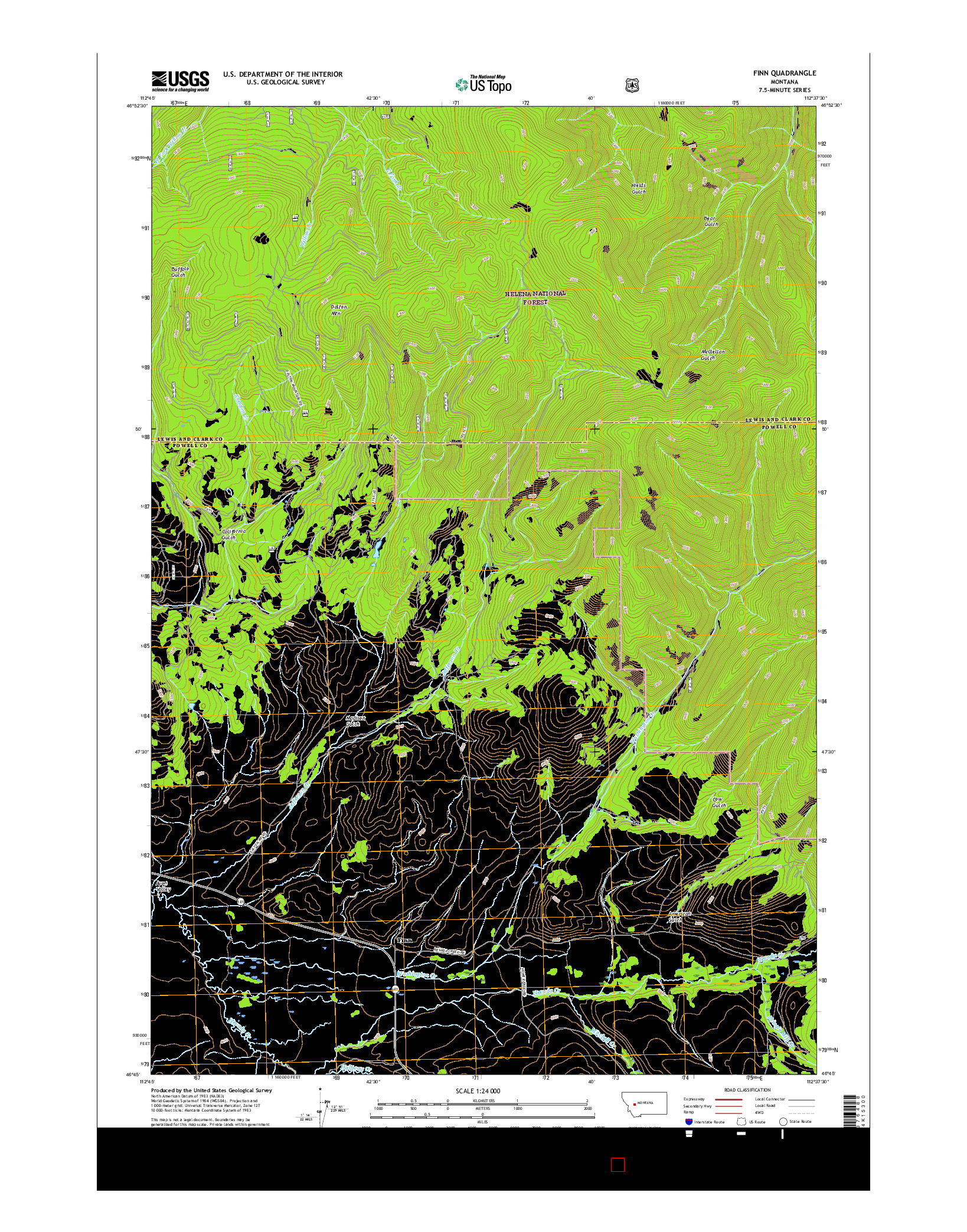 USGS US TOPO 7.5-MINUTE MAP FOR FINN, MT 2017