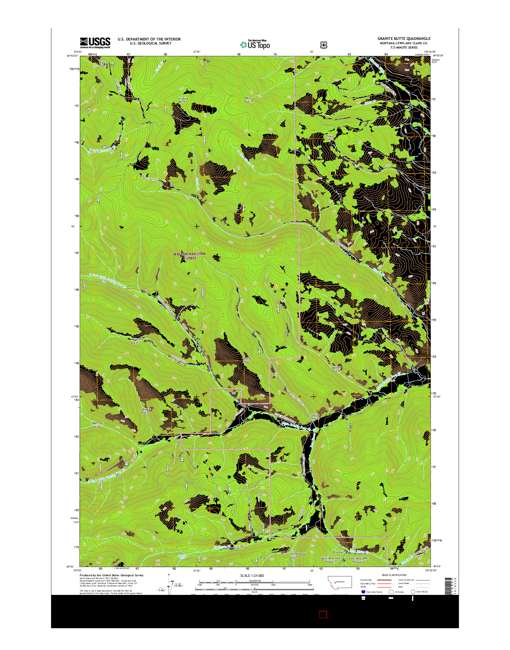 USGS US TOPO 7.5-MINUTE MAP FOR GRANITE BUTTE, MT 2017