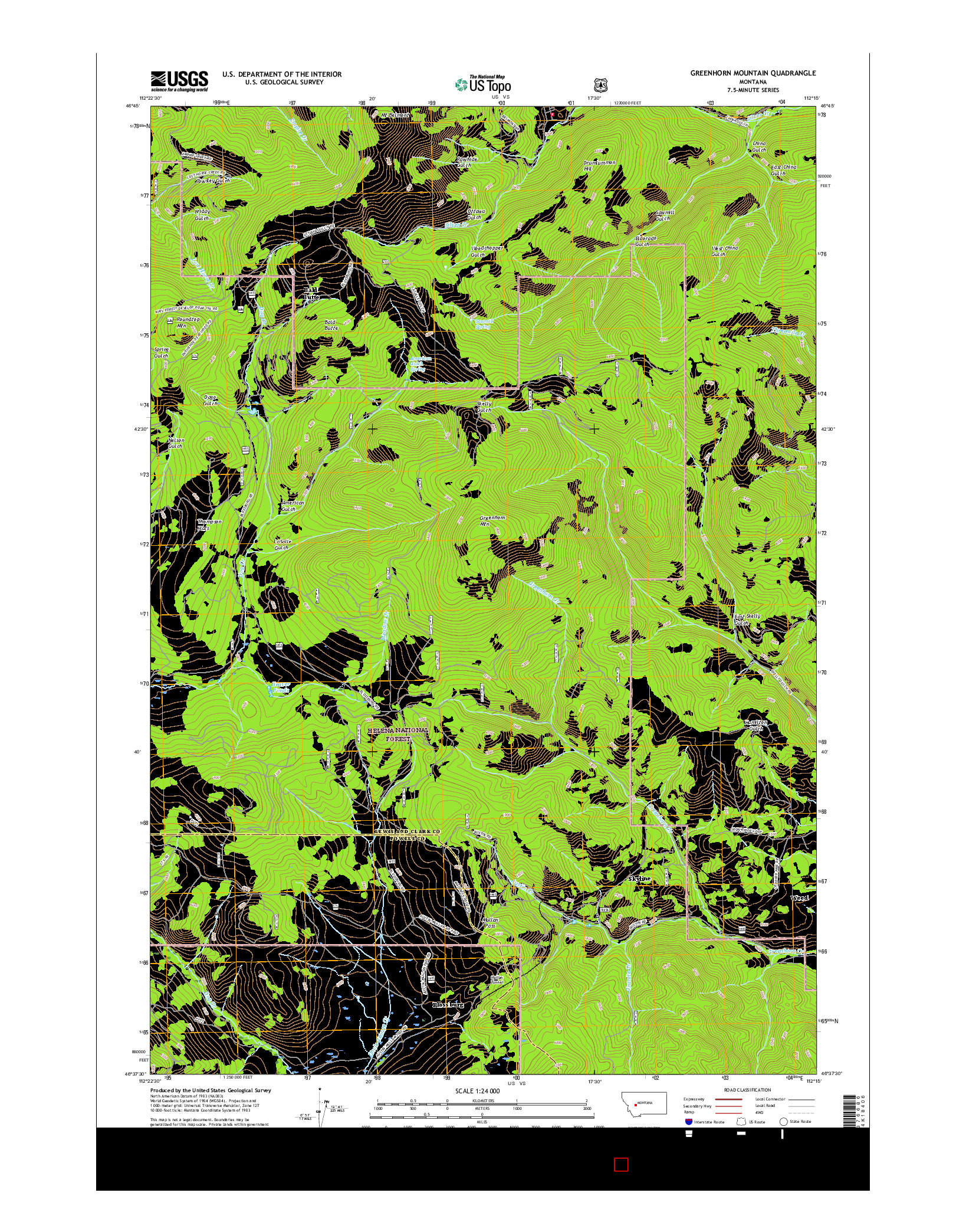 USGS US TOPO 7.5-MINUTE MAP FOR GREENHORN MOUNTAIN, MT 2017