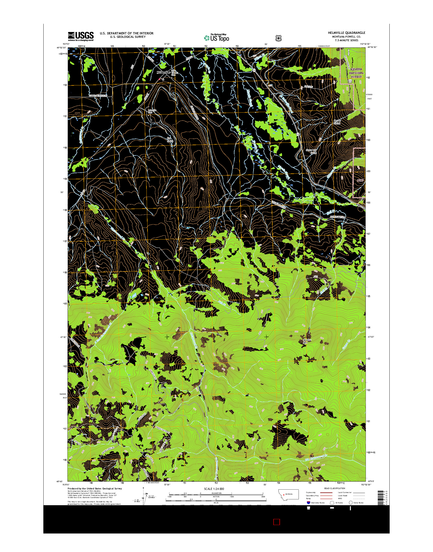 USGS US TOPO 7.5-MINUTE MAP FOR HELMVILLE, MT 2017