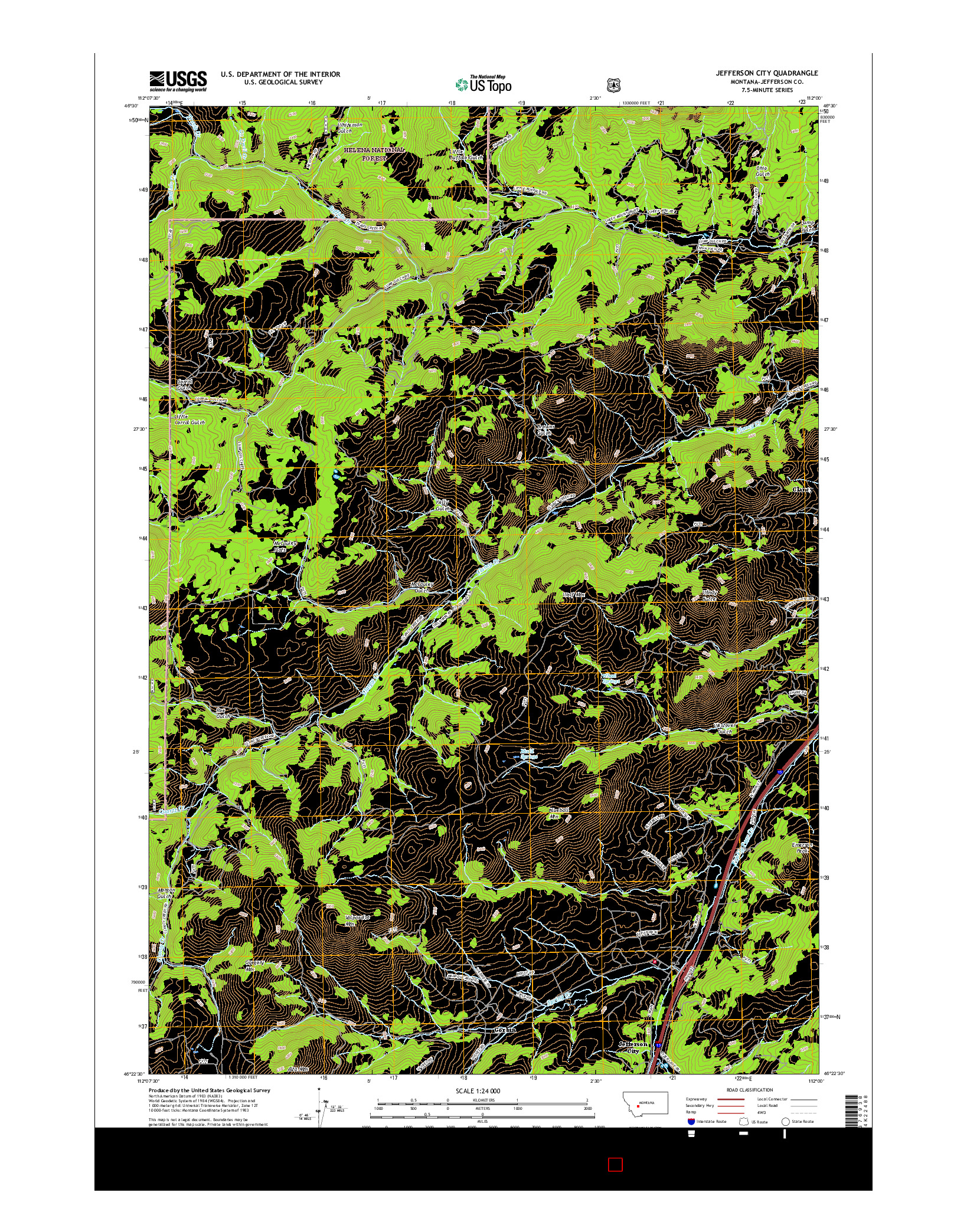 USGS US TOPO 7.5-MINUTE MAP FOR JEFFERSON CITY, MT 2017