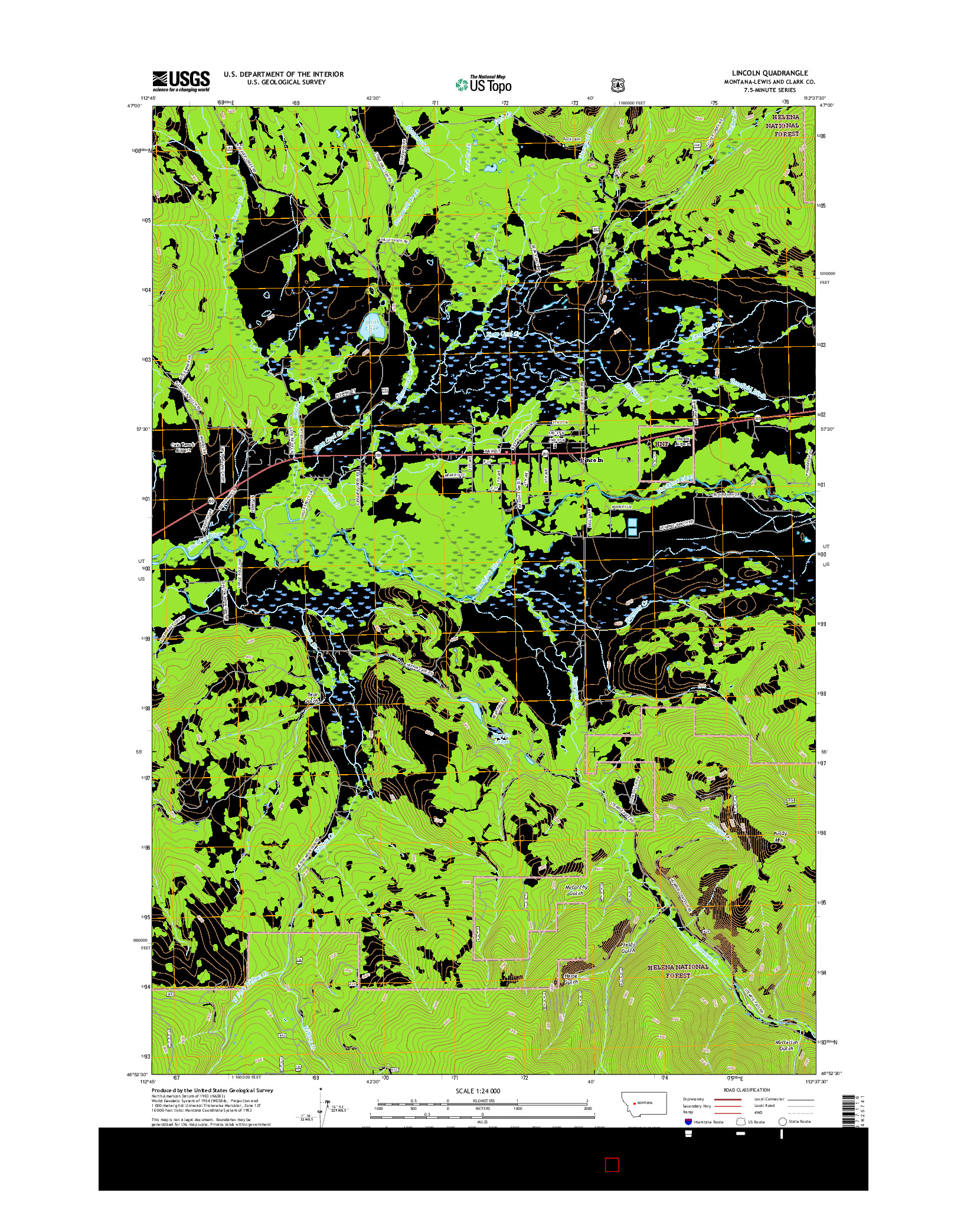 USGS US TOPO 7.5-MINUTE MAP FOR LINCOLN, MT 2017