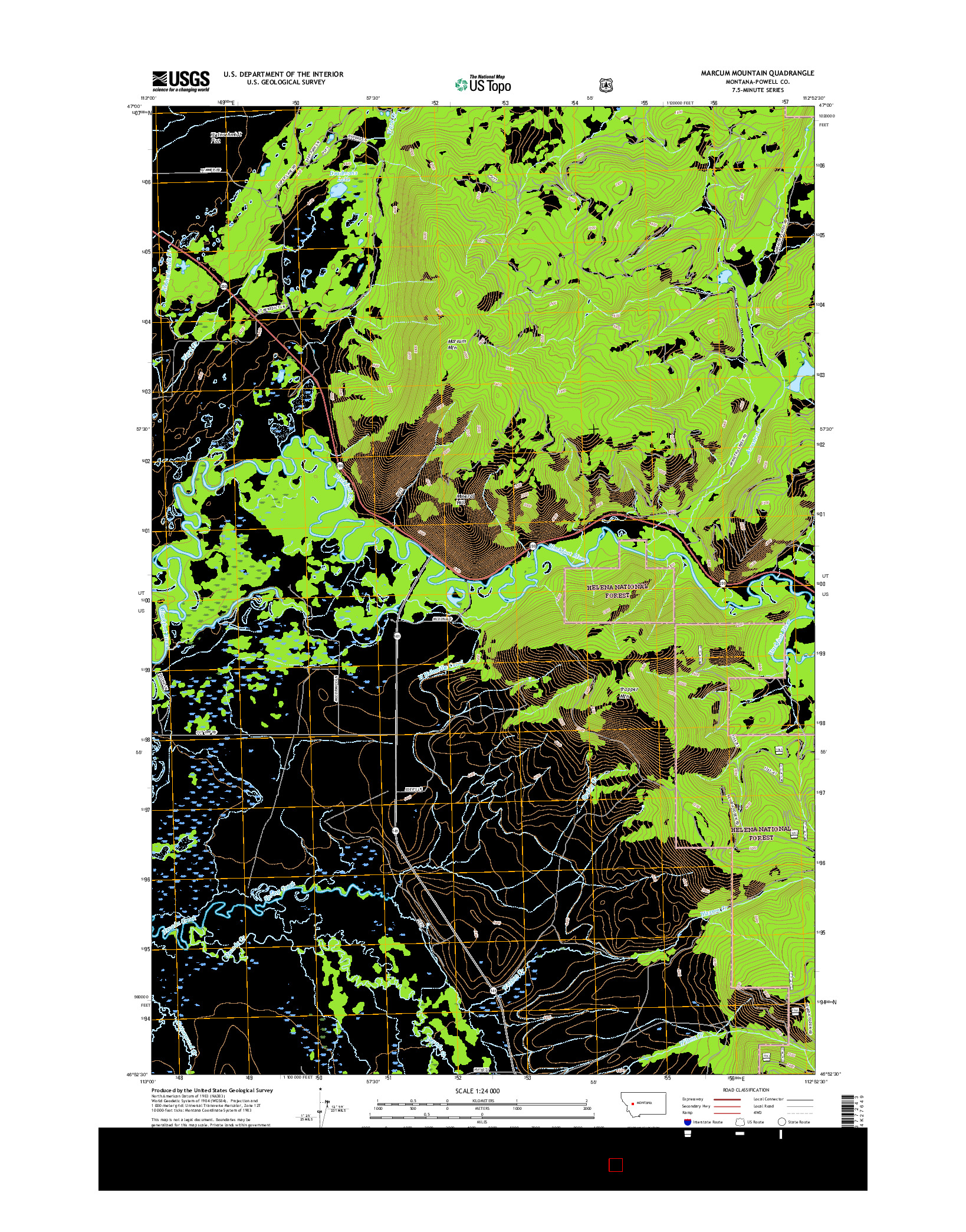 USGS US TOPO 7.5-MINUTE MAP FOR MARCUM MOUNTAIN, MT 2017