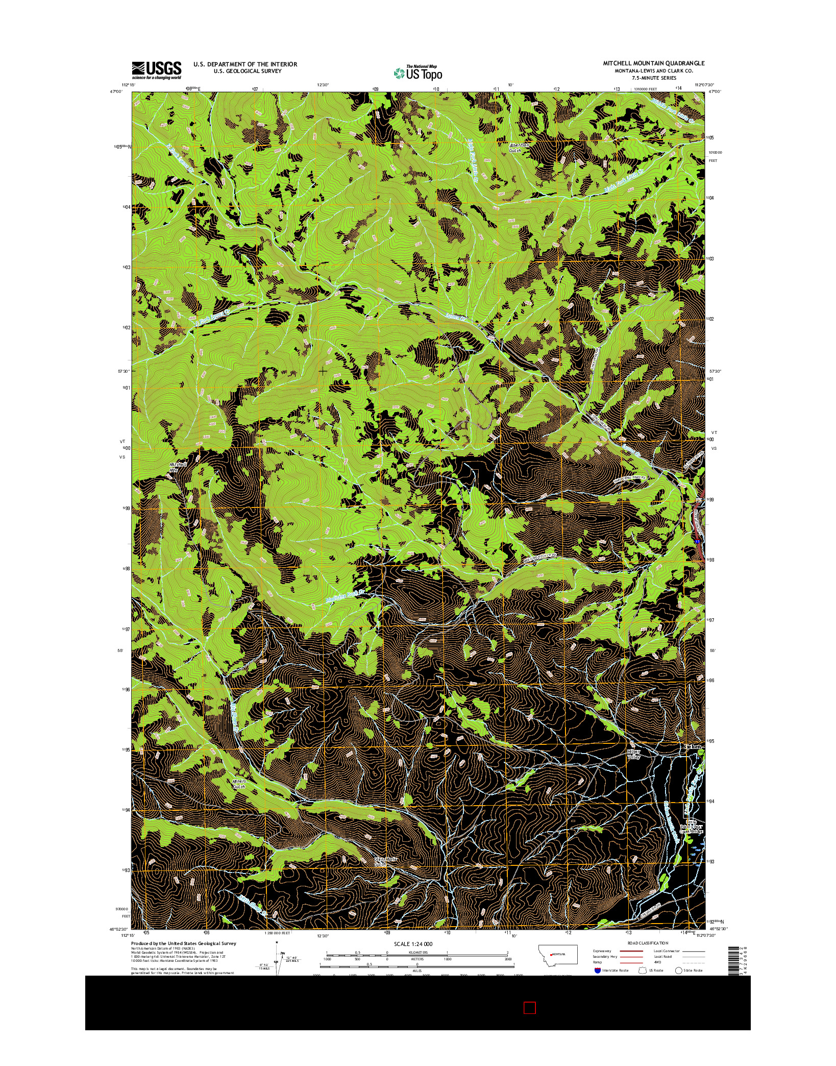 USGS US TOPO 7.5-MINUTE MAP FOR MITCHELL MOUNTAIN, MT 2017