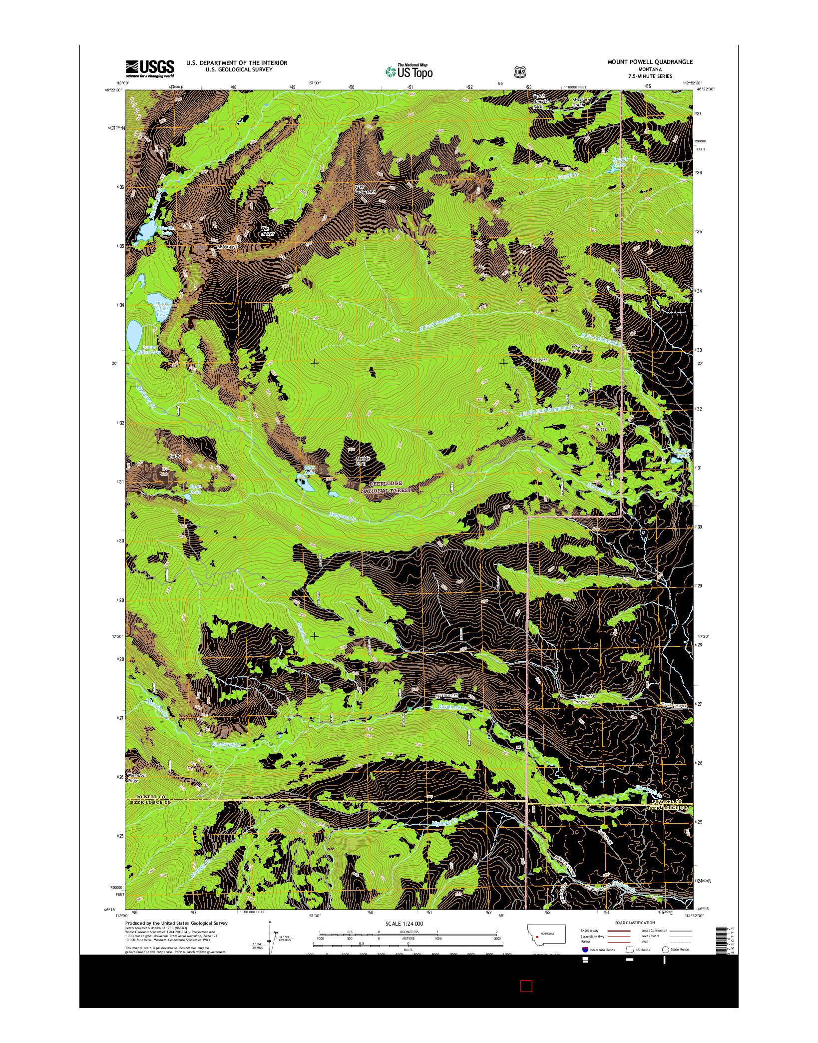USGS US TOPO 7.5-MINUTE MAP FOR MOUNT POWELL, MT 2017