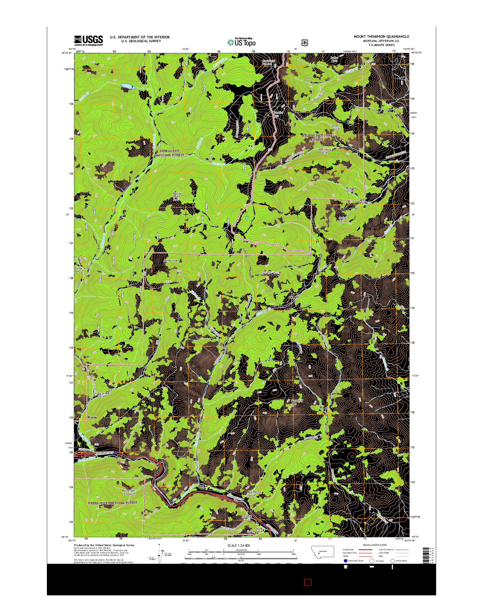 USGS US TOPO 7.5-MINUTE MAP FOR MOUNT THOMPSON, MT 2017