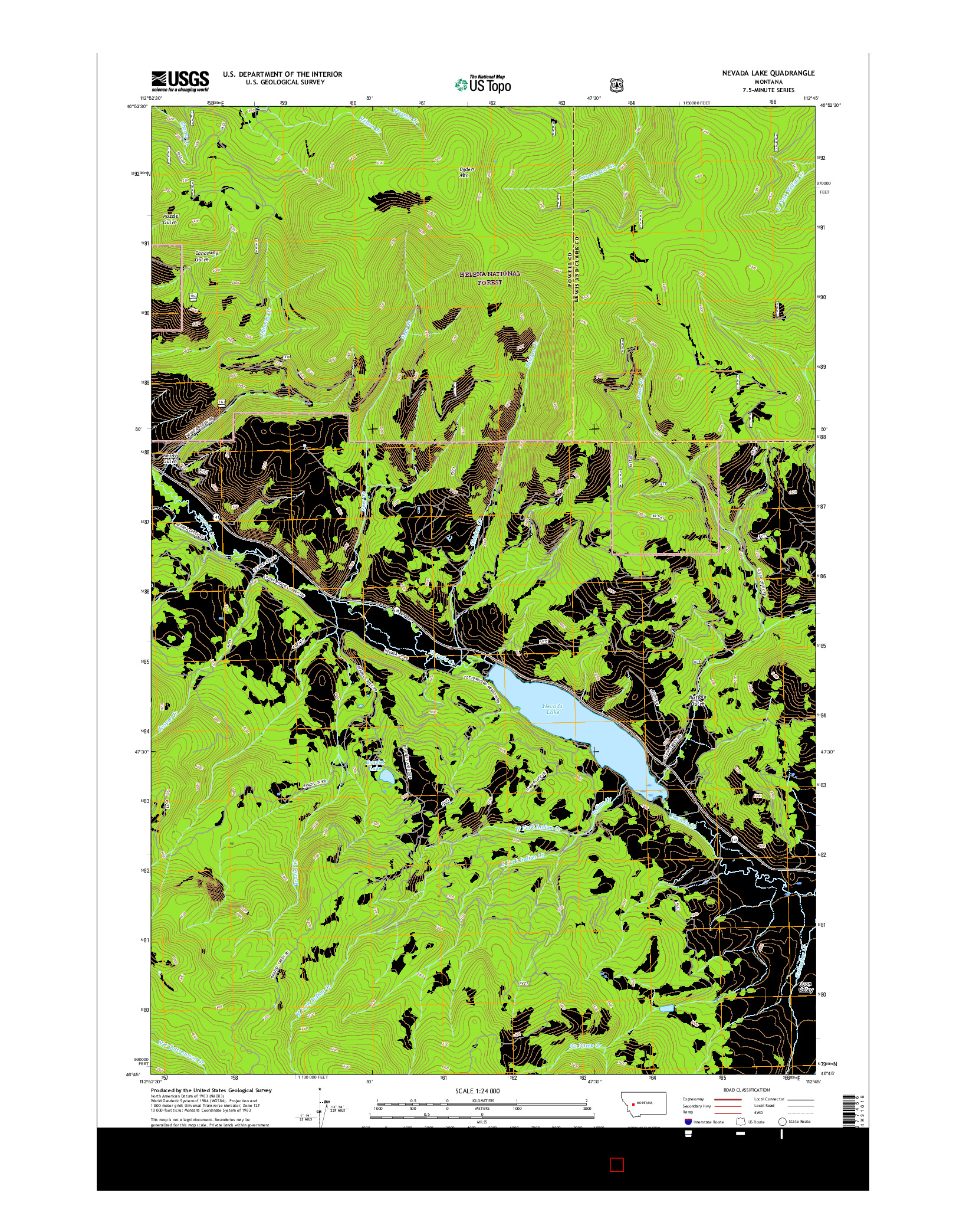 USGS US TOPO 7.5-MINUTE MAP FOR NEVADA LAKE, MT 2017