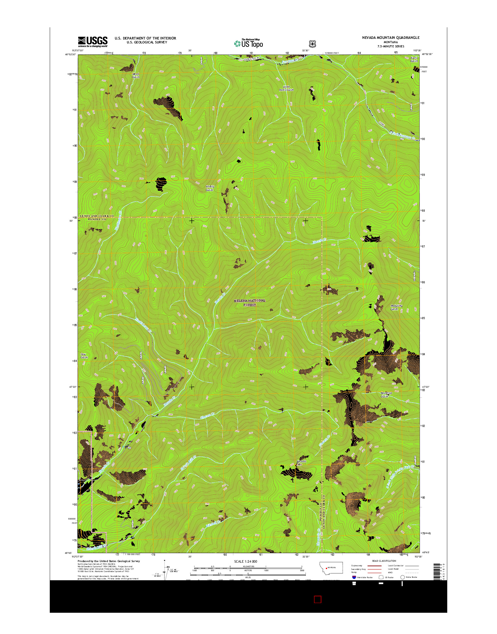 USGS US TOPO 7.5-MINUTE MAP FOR NEVADA MOUNTAIN, MT 2017