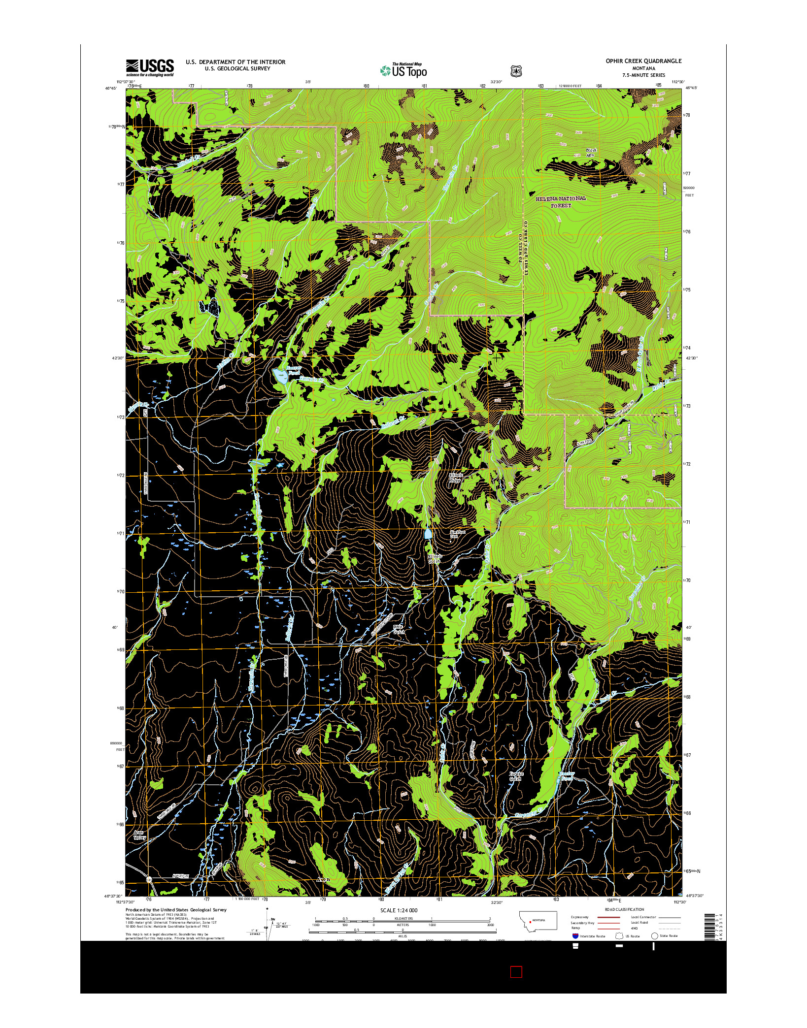 USGS US TOPO 7.5-MINUTE MAP FOR OPHIR CREEK, MT 2017