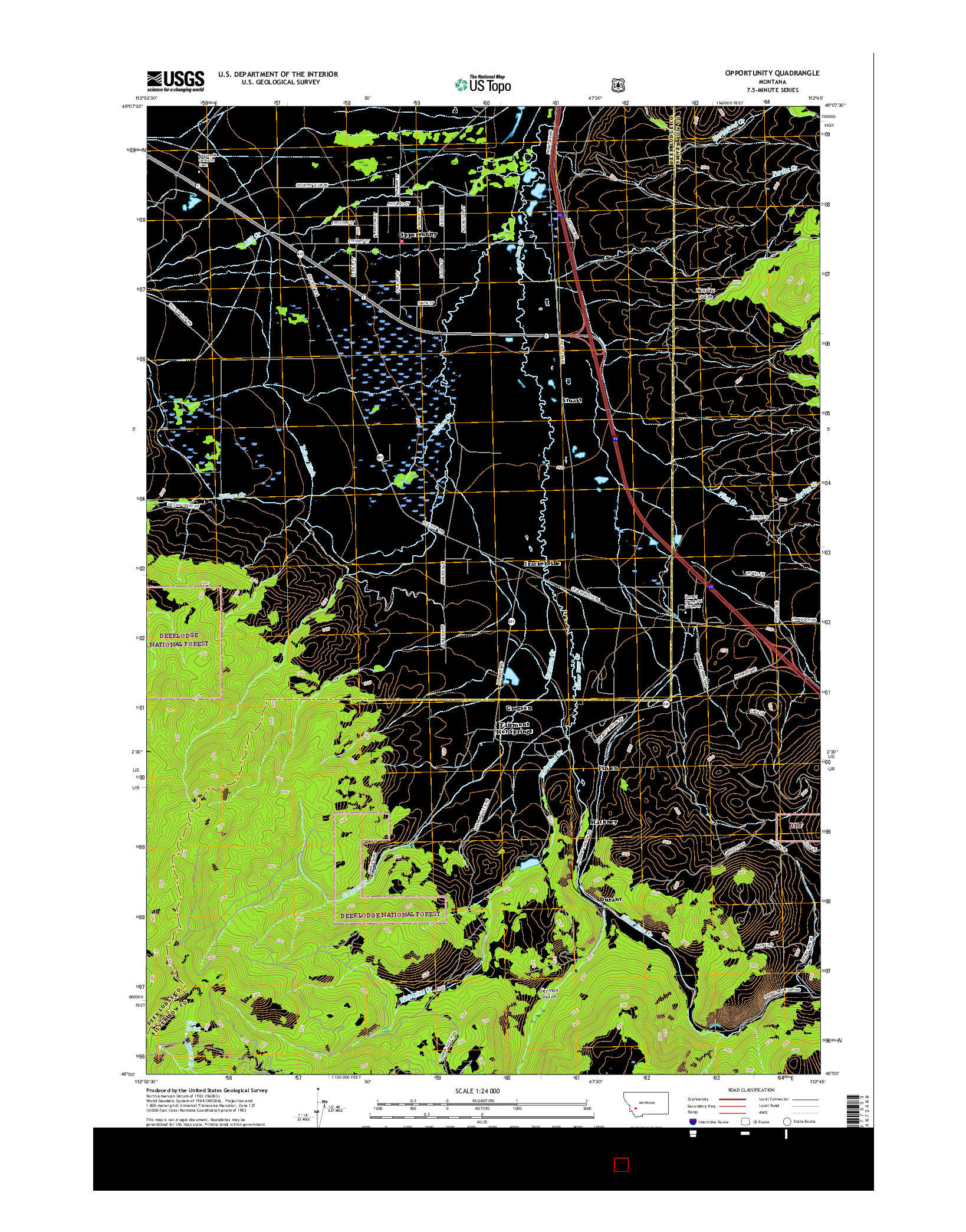 USGS US TOPO 7.5-MINUTE MAP FOR OPPORTUNITY, MT 2017