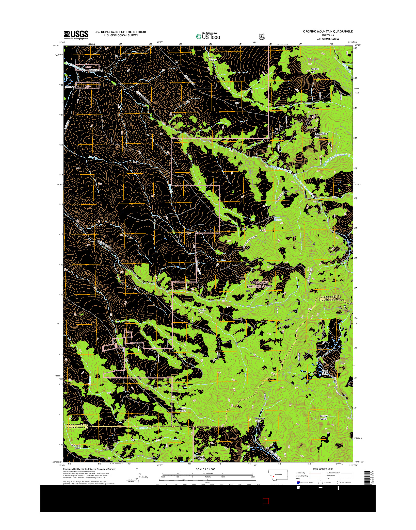 USGS US TOPO 7.5-MINUTE MAP FOR OROFINO MOUNTAIN, MT 2017