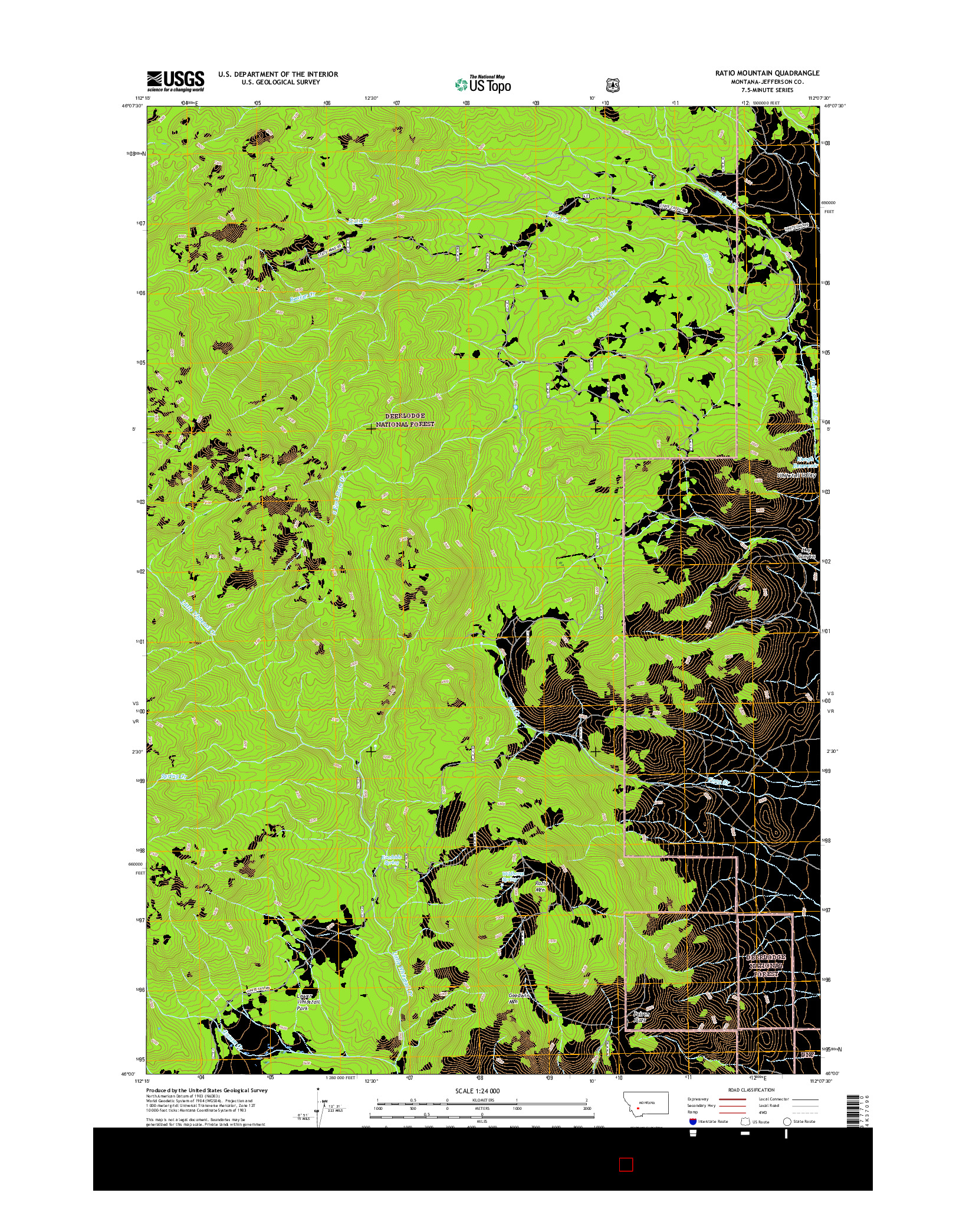 USGS US TOPO 7.5-MINUTE MAP FOR RATIO MOUNTAIN, MT 2017