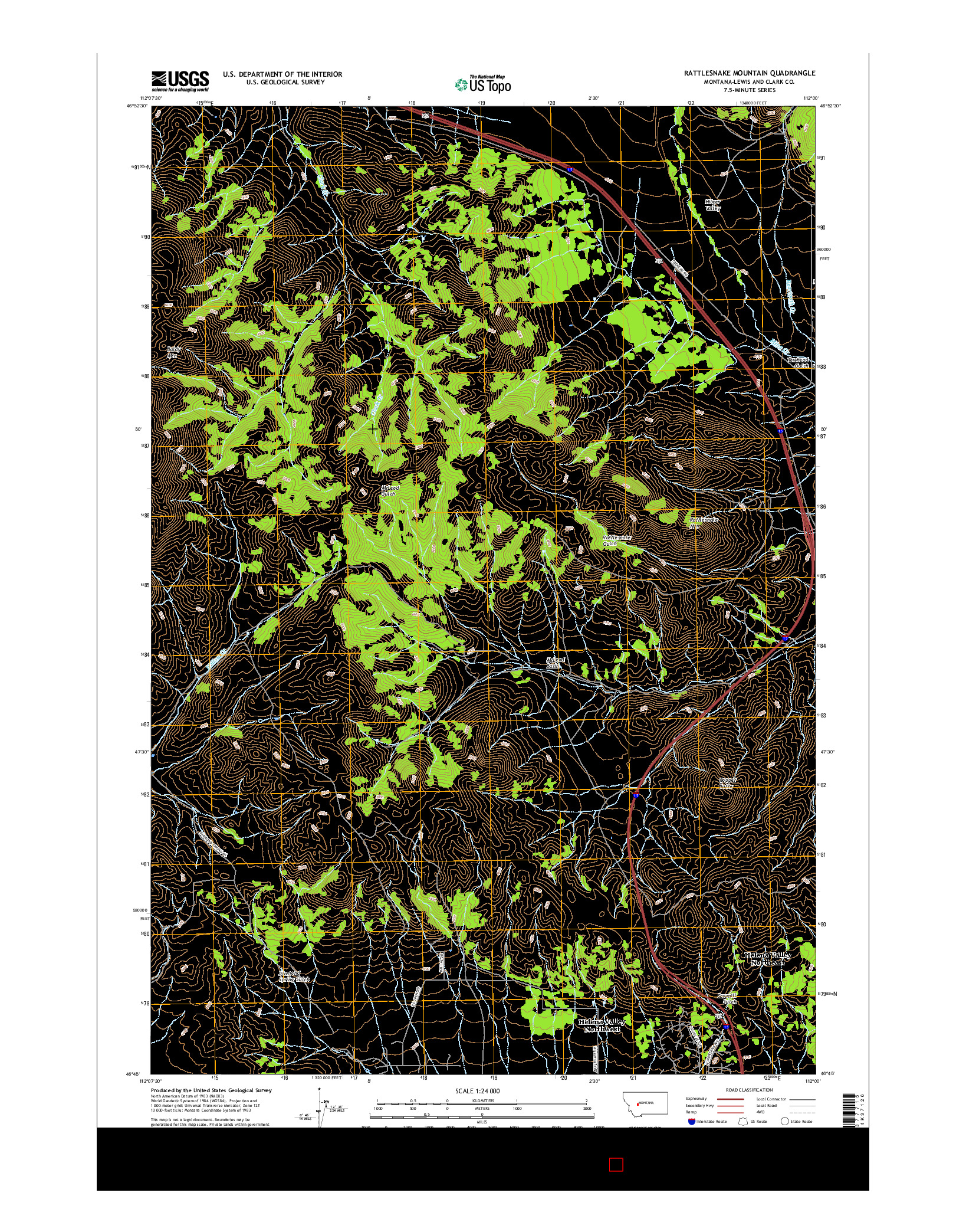 USGS US TOPO 7.5-MINUTE MAP FOR RATTLESNAKE MOUNTAIN, MT 2017
