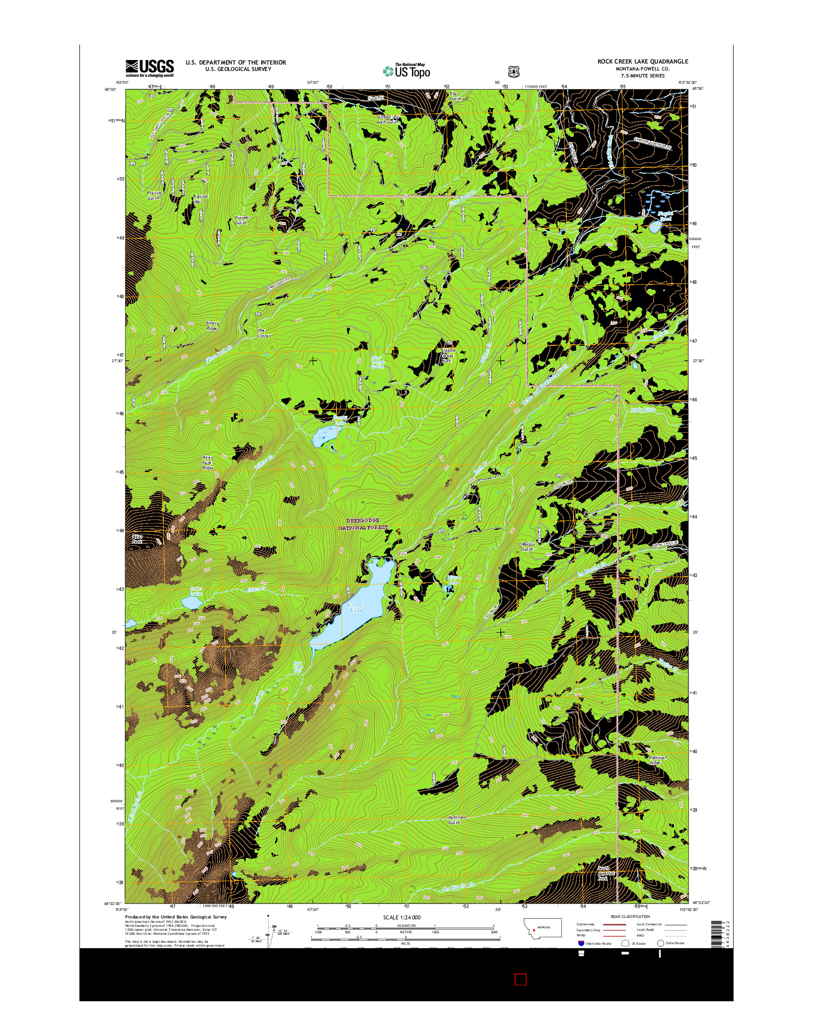USGS US TOPO 7.5-MINUTE MAP FOR ROCK CREEK LAKE, MT 2017