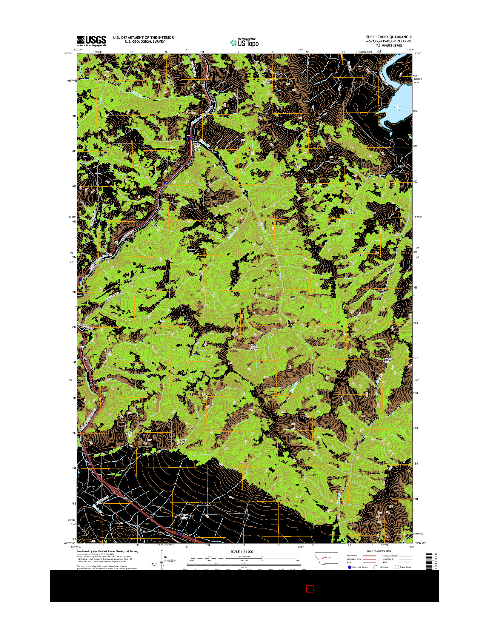 USGS US TOPO 7.5-MINUTE MAP FOR SHEEP CREEK, MT 2017