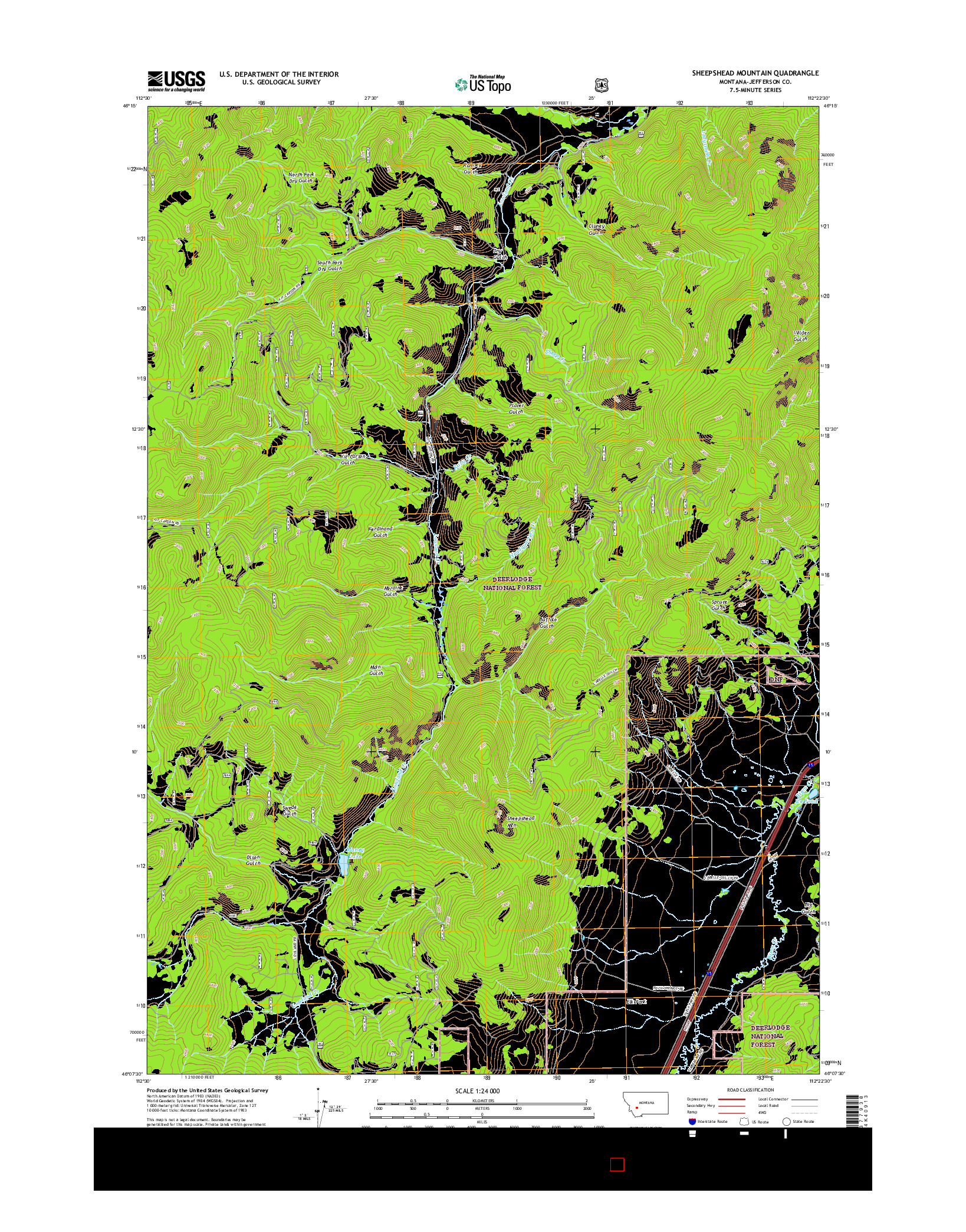 USGS US TOPO 7.5-MINUTE MAP FOR SHEEPSHEAD MOUNTAIN, MT 2017