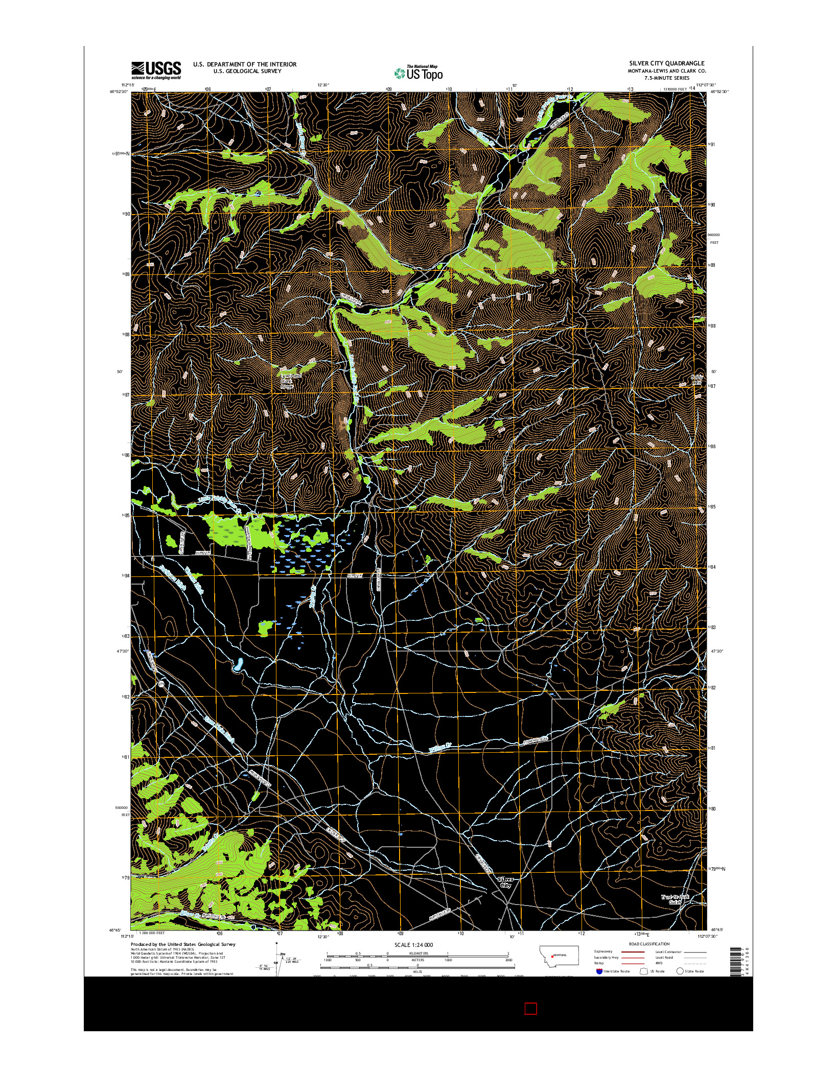 USGS US TOPO 7.5-MINUTE MAP FOR SILVER CITY, MT 2017