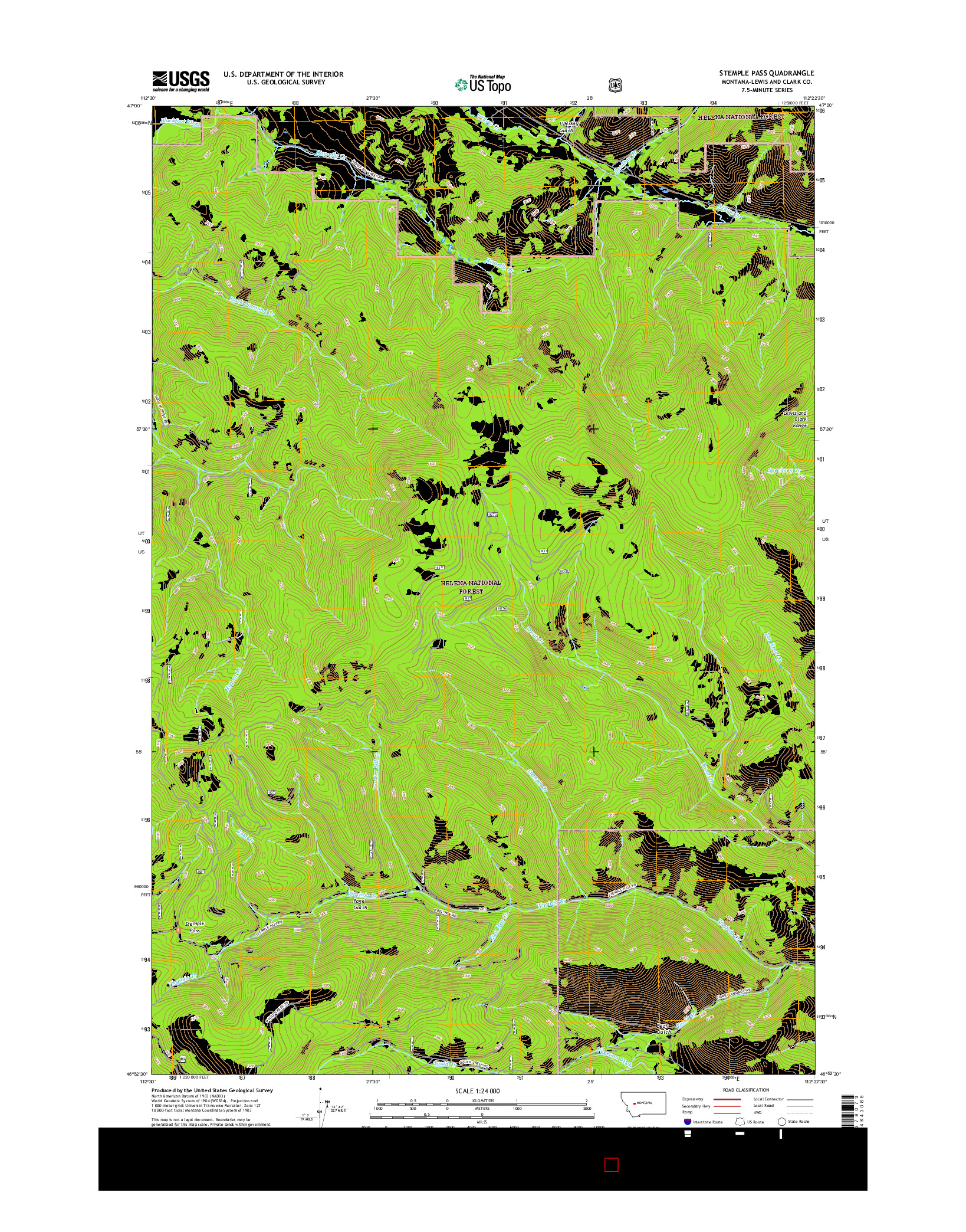 USGS US TOPO 7.5-MINUTE MAP FOR STEMPLE PASS, MT 2017