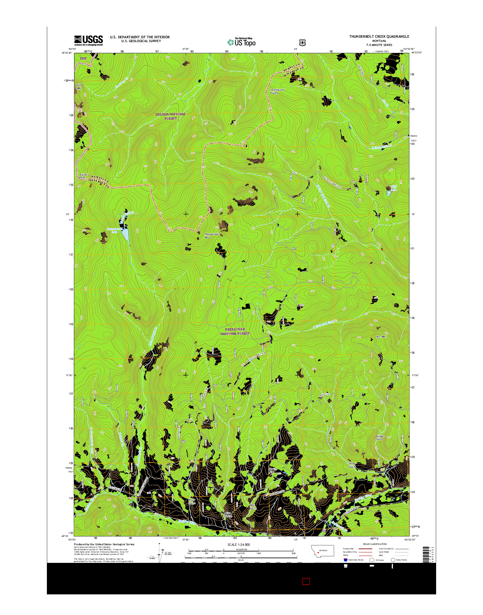 USGS US TOPO 7.5-MINUTE MAP FOR THUNDERBOLT CREEK, MT 2017