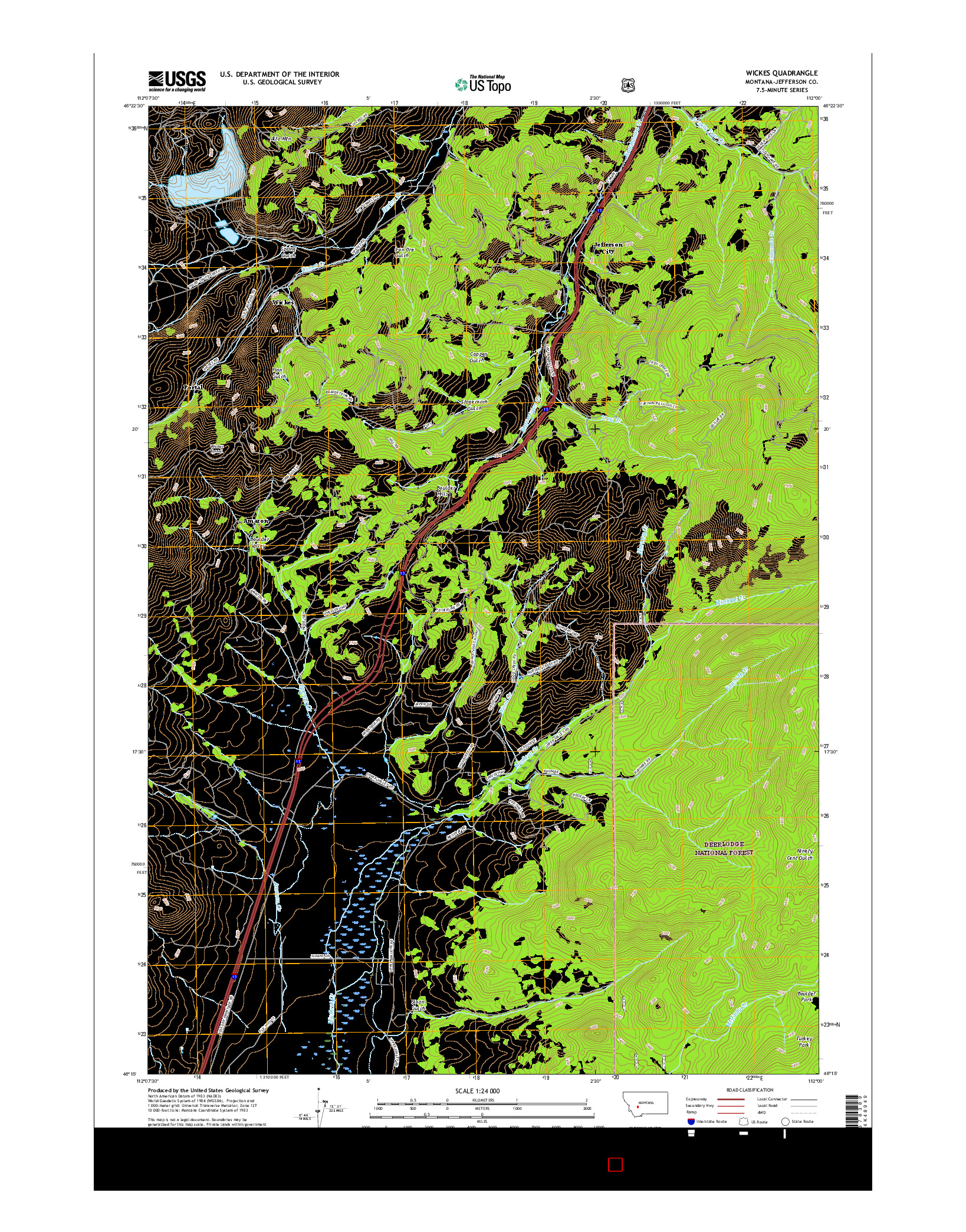 USGS US TOPO 7.5-MINUTE MAP FOR WICKES, MT 2017