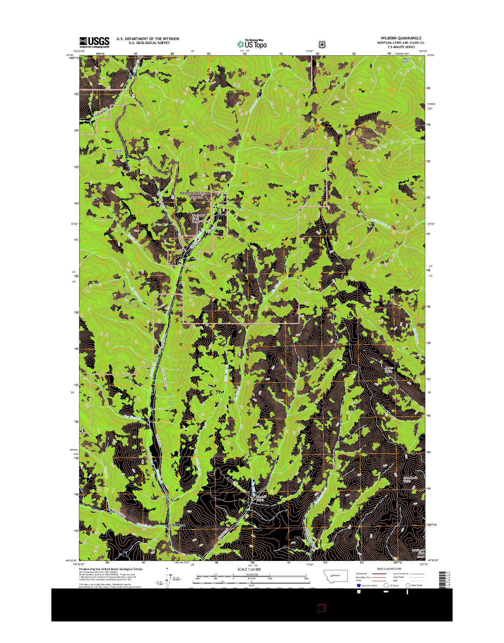 USGS US TOPO 7.5-MINUTE MAP FOR WILBORN, MT 2017