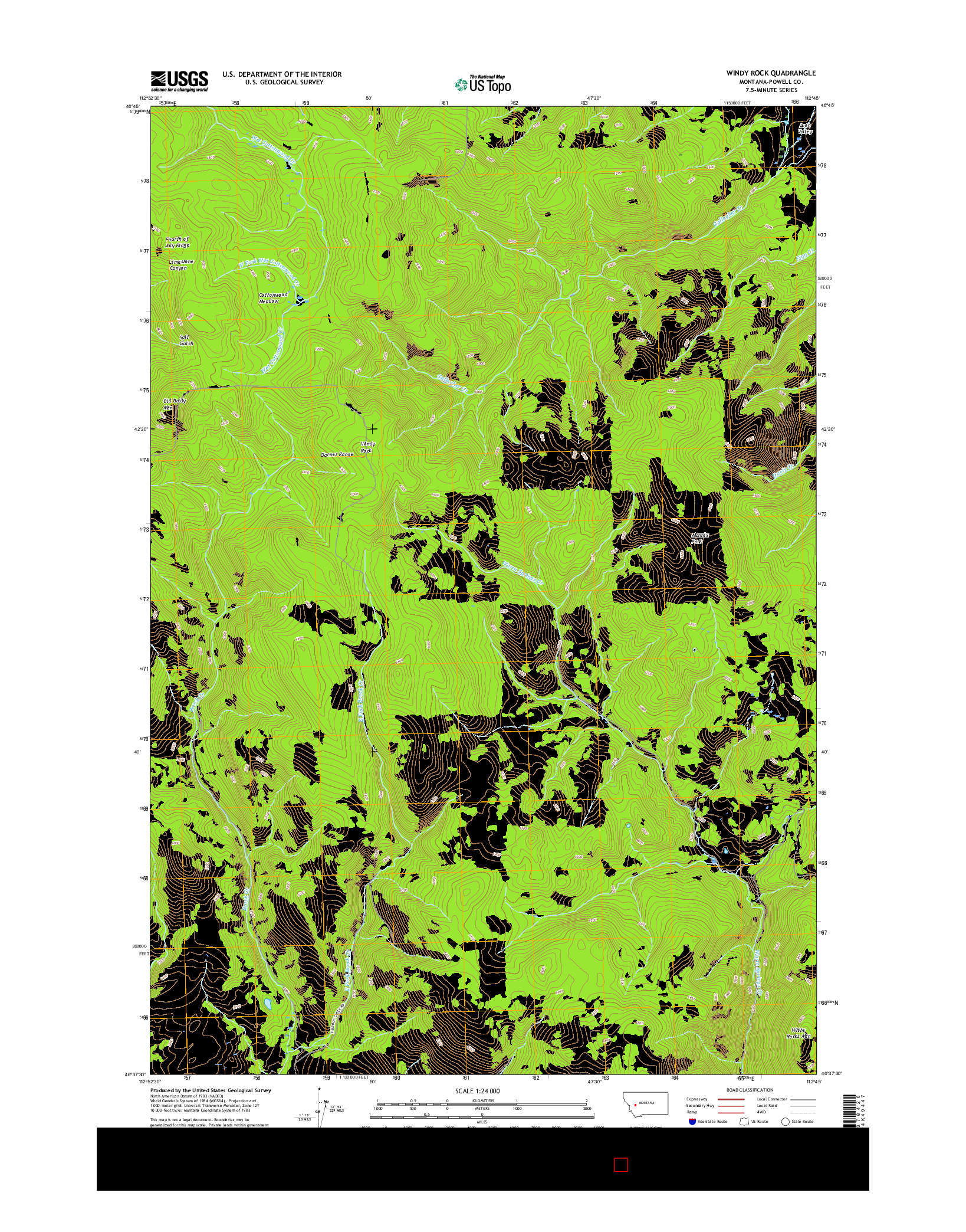 USGS US TOPO 7.5-MINUTE MAP FOR WINDY ROCK, MT 2017