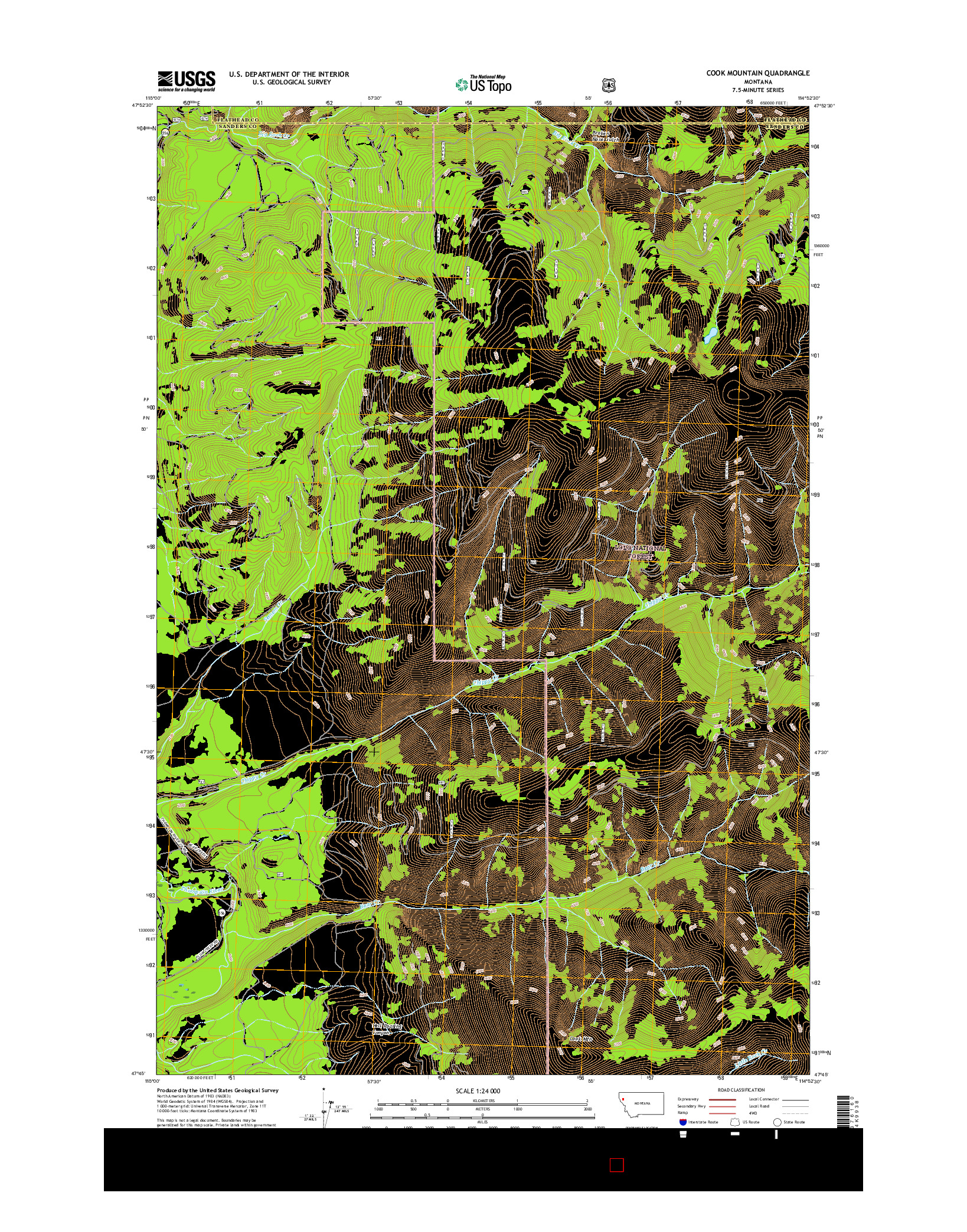 USGS US TOPO 7.5-MINUTE MAP FOR COOK MOUNTAIN, MT 2017