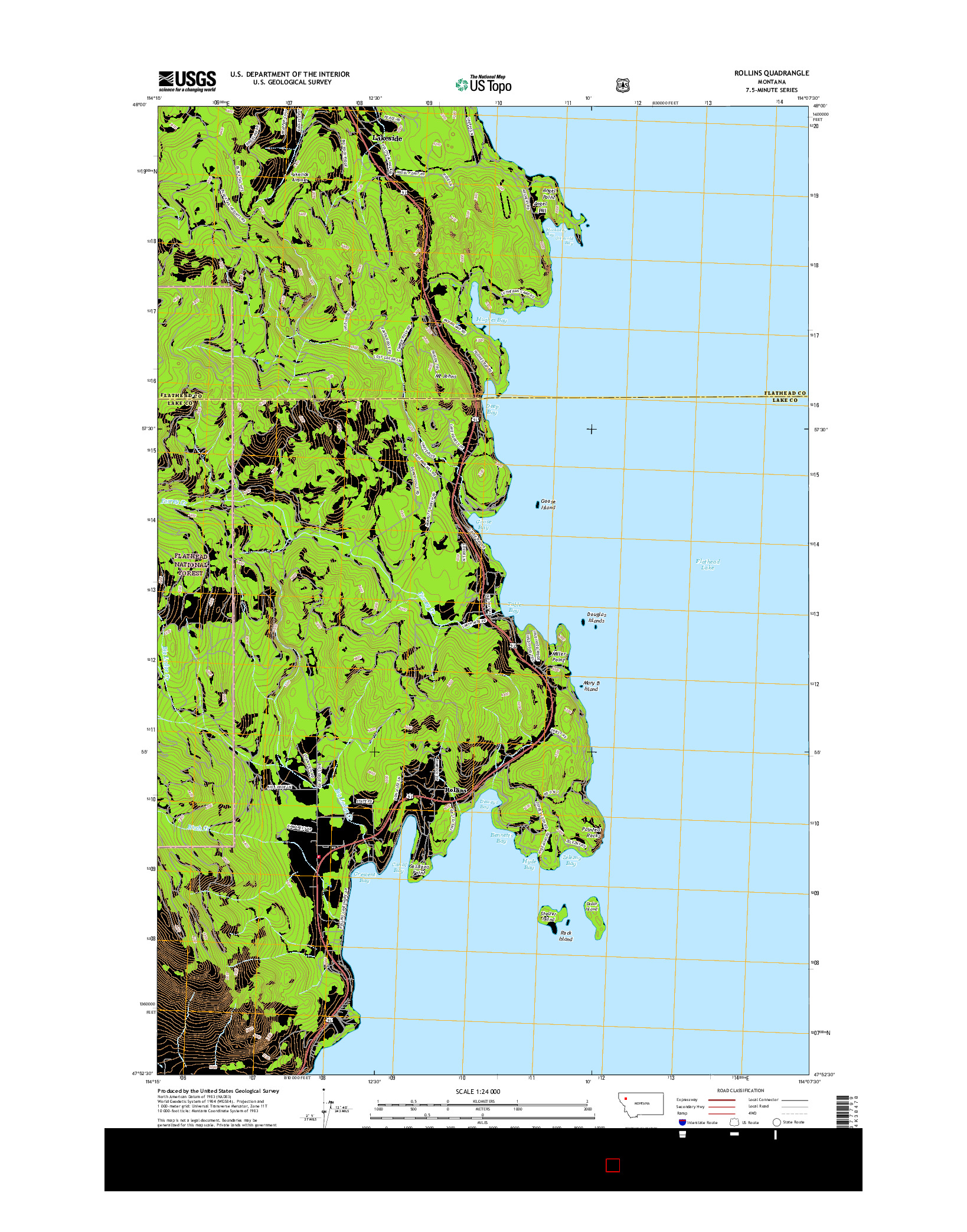 USGS US TOPO 7.5-MINUTE MAP FOR ROLLINS, MT 2017