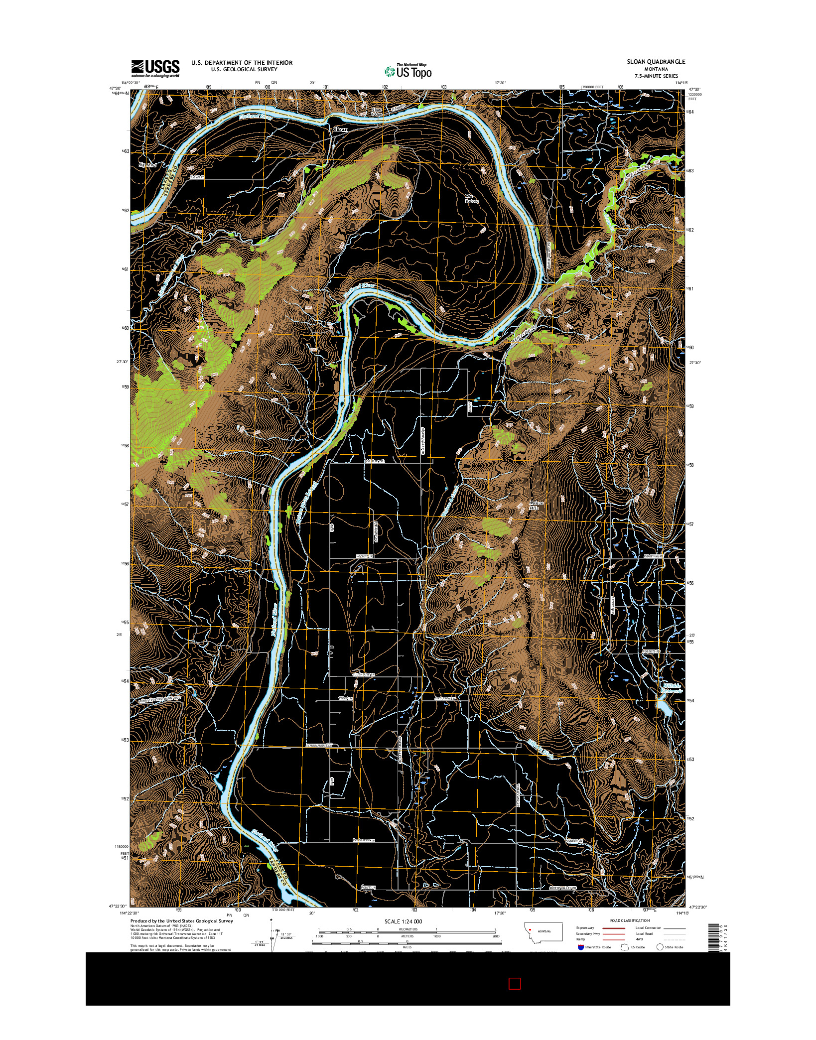 USGS US TOPO 7.5-MINUTE MAP FOR SLOAN, MT 2017