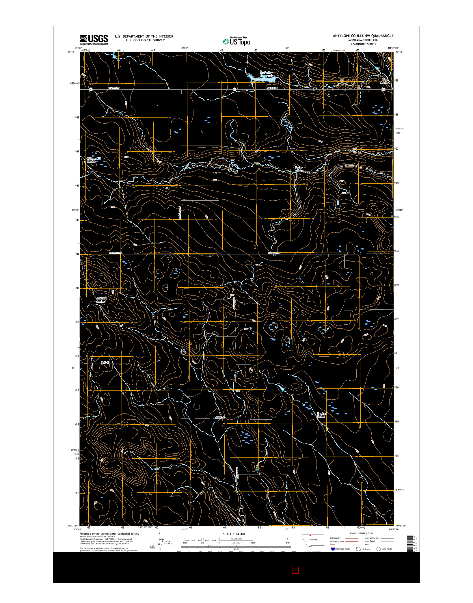 USGS US TOPO 7.5-MINUTE MAP FOR ANTELOPE COULEE NW, MT 2017