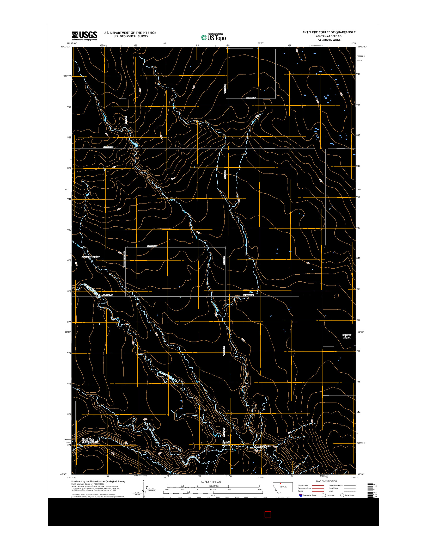 USGS US TOPO 7.5-MINUTE MAP FOR ANTELOPE COULEE SE, MT 2017