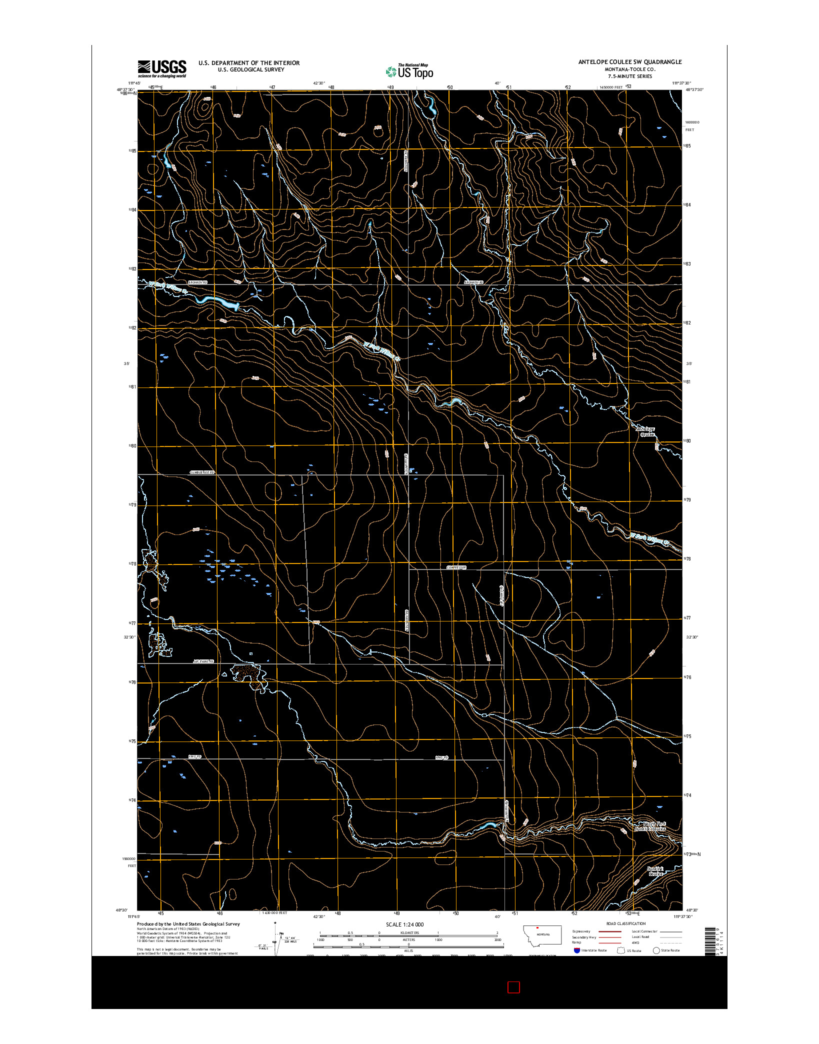USGS US TOPO 7.5-MINUTE MAP FOR ANTELOPE COULEE SW, MT 2017